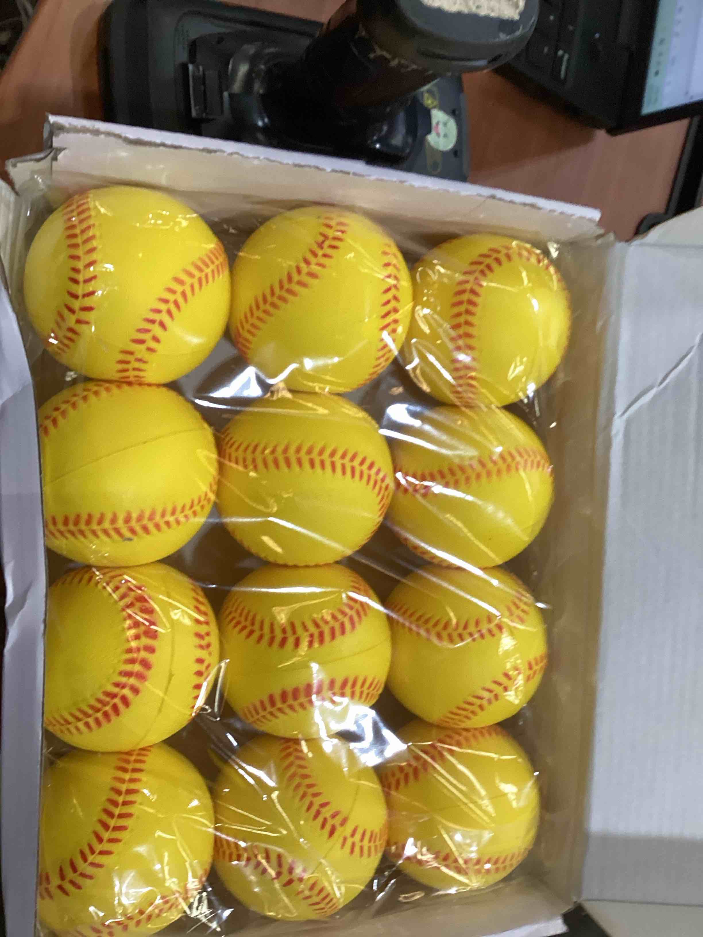 Condition photo showing Good Condition for Soft Baseballs, Foam Training Baseball 12 Pack for Kids Regulation Size Foam Baseballs for Soft & Safe Throwing, Catching and Batting Practice yellow foam baseball