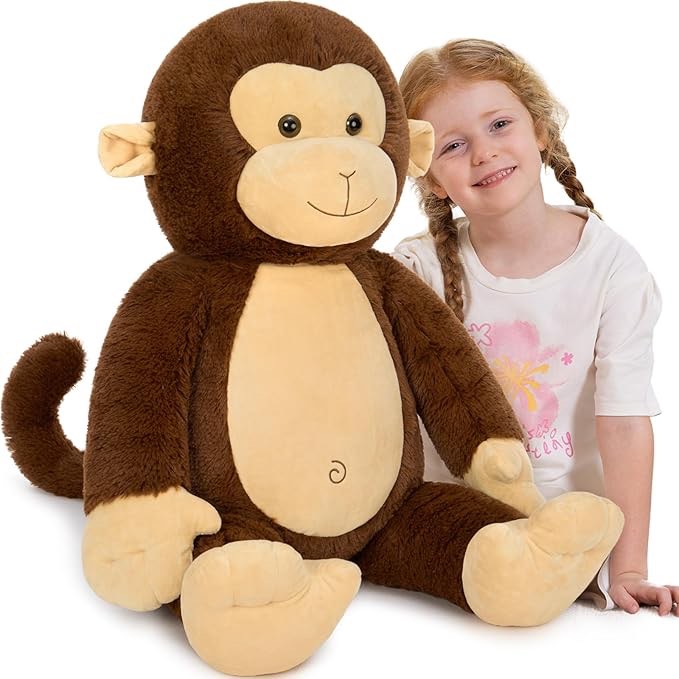 BENINY 30" Giant Plush Monkey - Super Soft & Huggable Stuffed Animal, Cuddly Toy & Pillow for Kids &