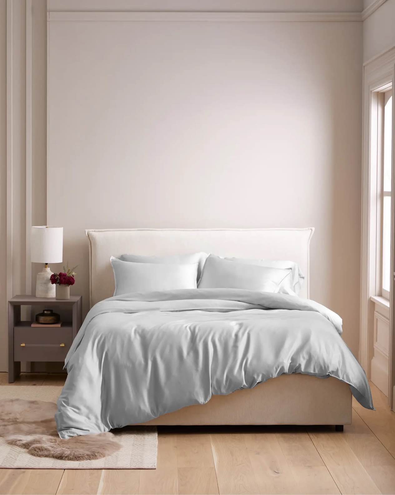 Condition photo showing Good Condition for quince- bamboo duvet cover light grey, twin
