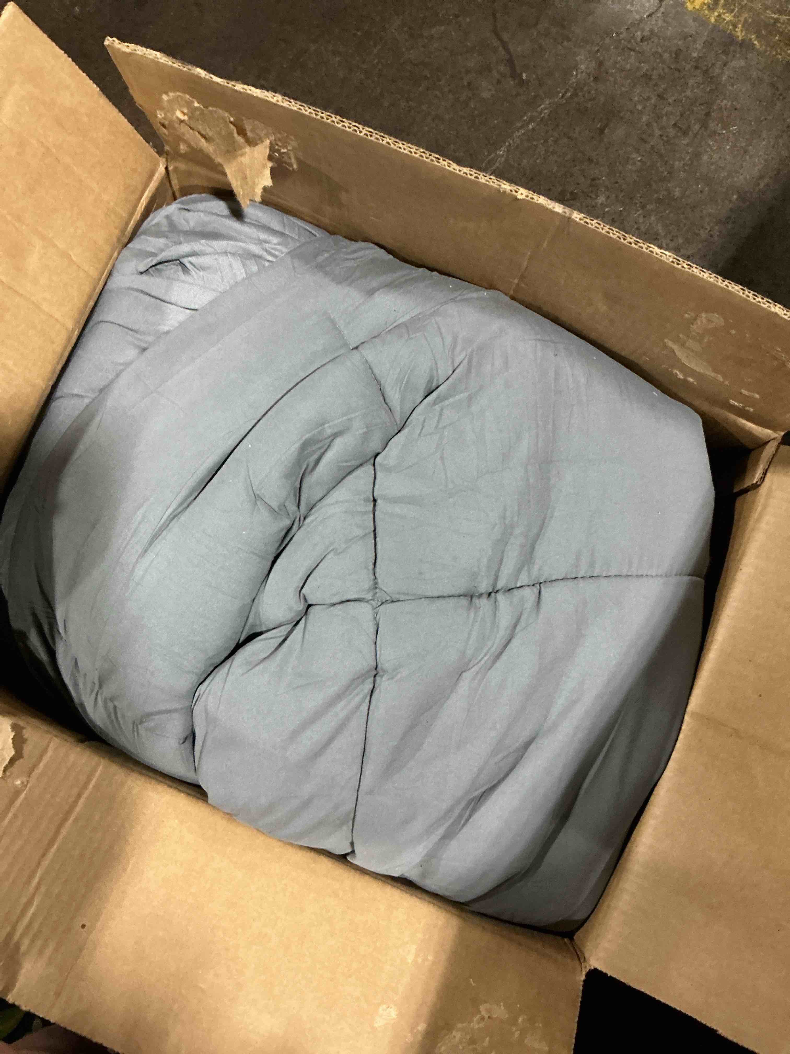 Condition photo showing As Is for mattress topper king for back pain, extra thick mattress pad cover, plush pillow top, deep elastic pocket, grey