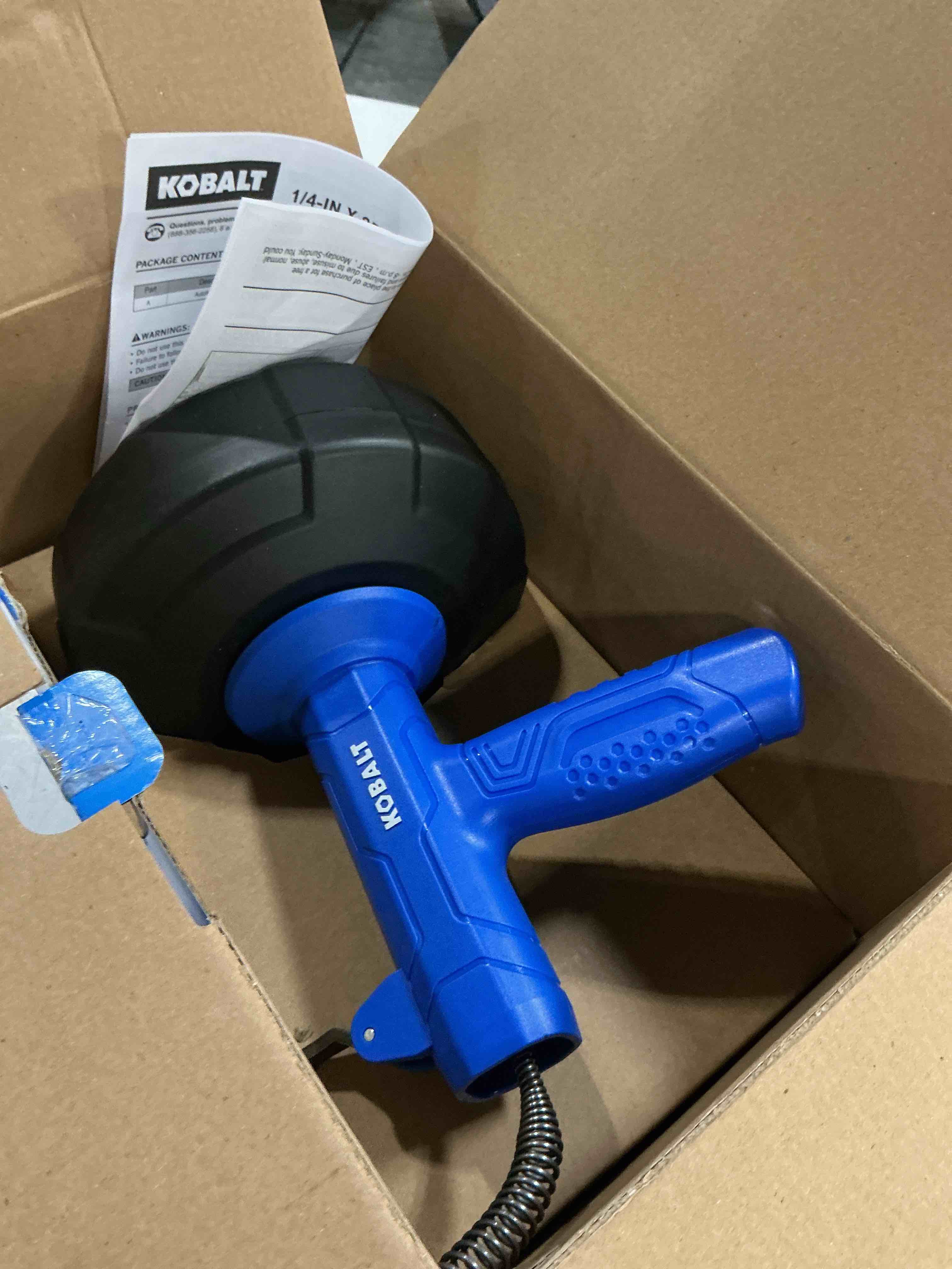 Condition photo showing As Is for kobalt 1/4-in x 15-ft high carbon wire hand auger for drain