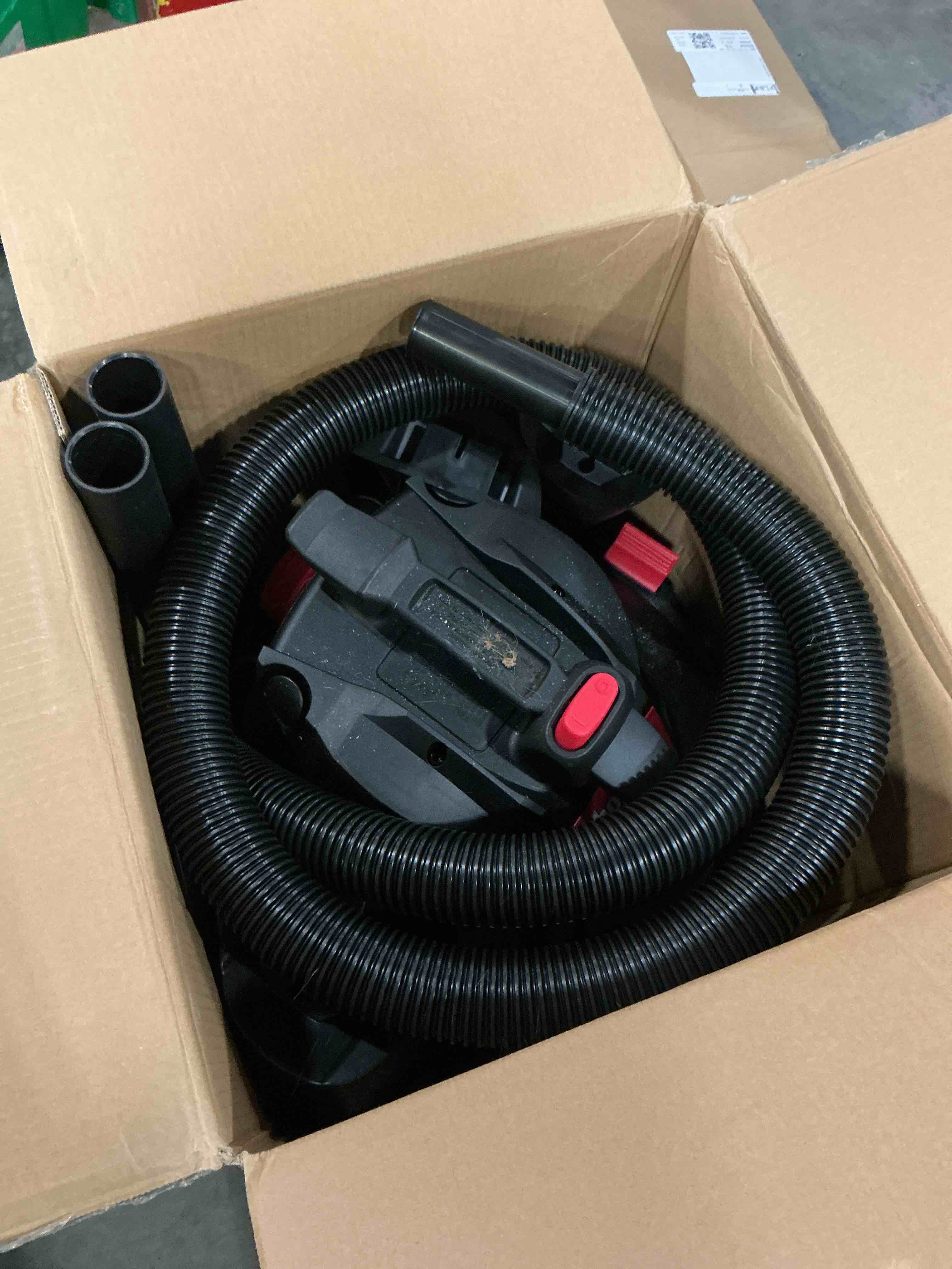 Condition photo showing As Is for shop-vac 10-gallon 4.5 hp corded wet/dry shop vacuum with accessories included