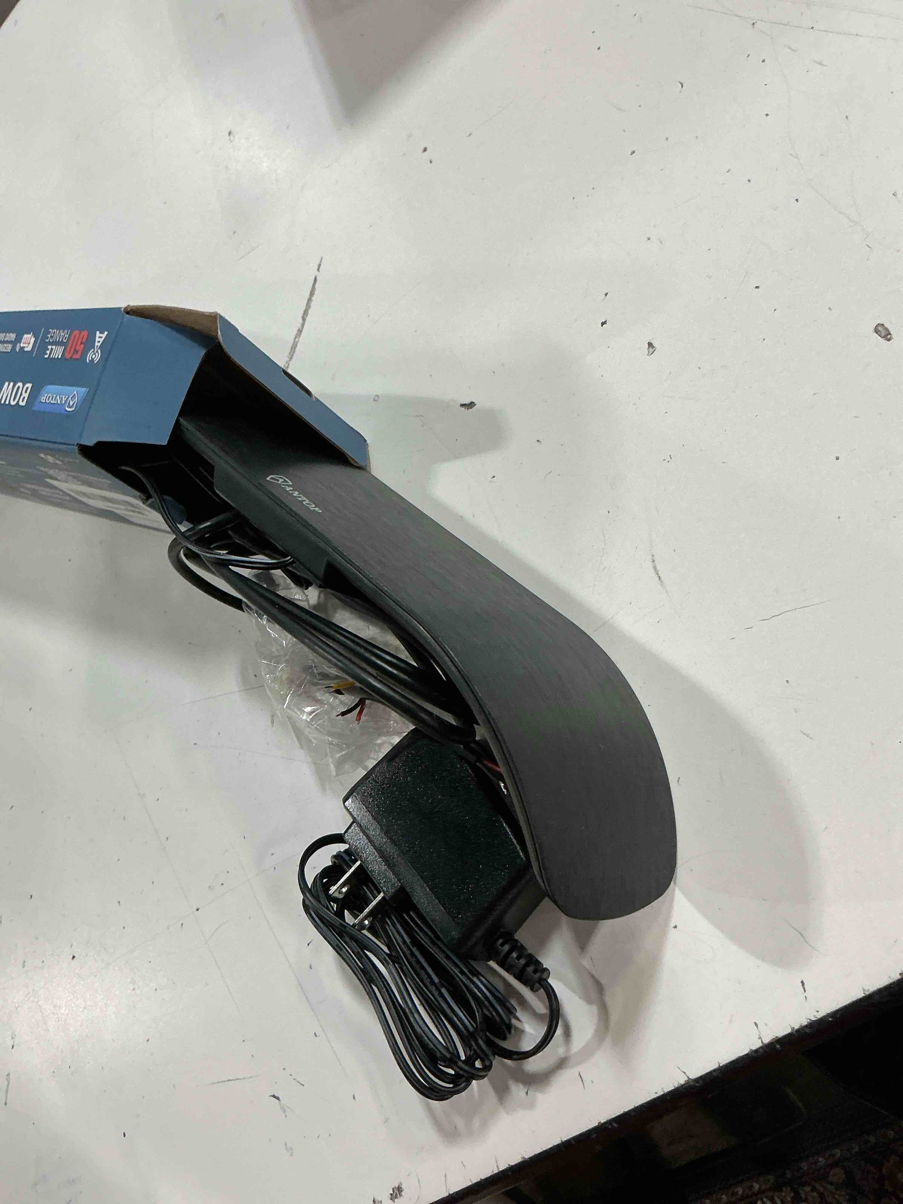 Condition photo showing New/Like New for antop high gain indoor radio antenna, multi-directional amplified am fm antenna 50 miles with amplifier signal booster and 4g filter for stereo radio audio signals, perfect for home/rv/mobile use