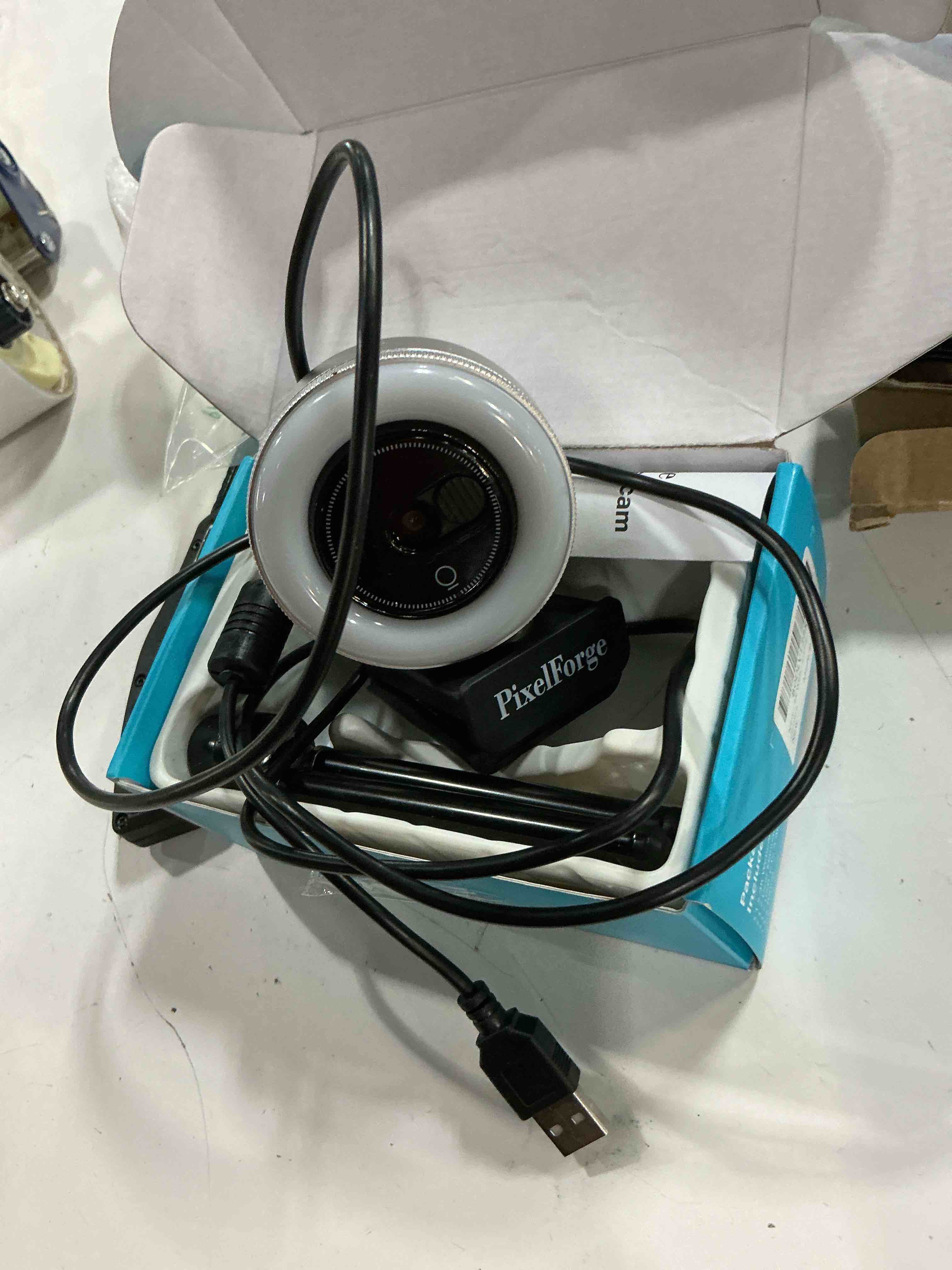 Condition photo showing As Is for 4k webcam for pc with microphone & light & privacy cover, web camera for desktop computer/laptop/monitor/mac, 4k uhd sony sensor, pdaf auto focus, dual ai noise-cancelling mics, usb camera