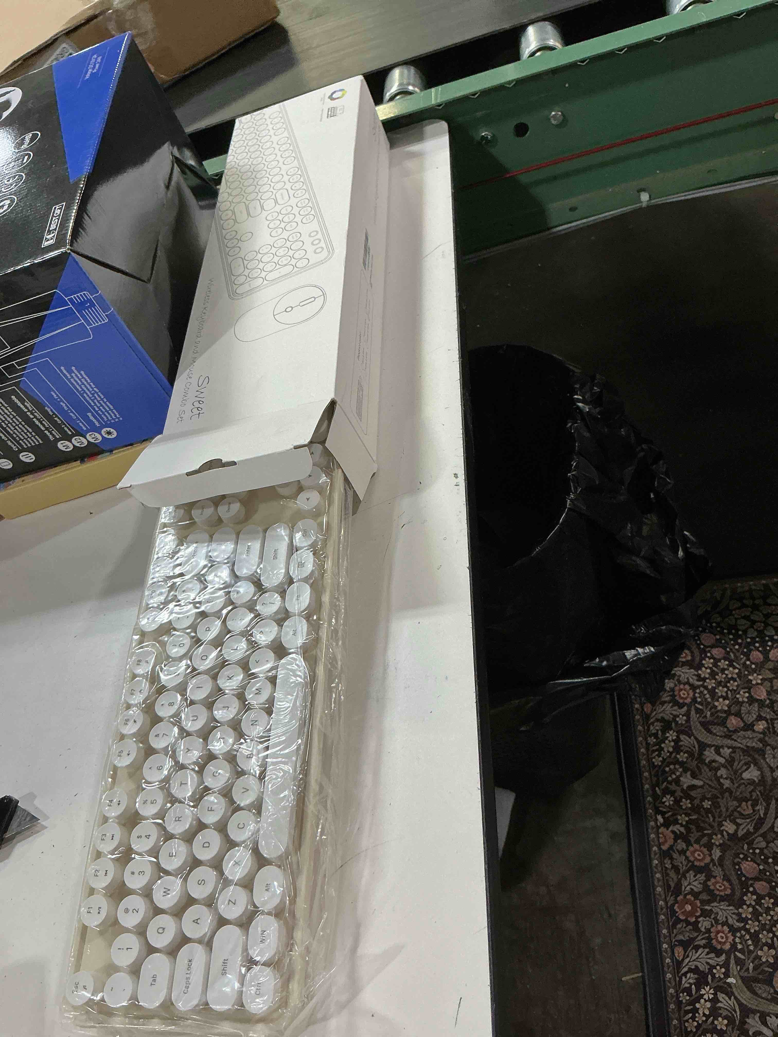 Condition photo showing New/Like New for mofii wireless keyboard and mouse combo, computer full size 2.4g plug and play wireless typewriter retro round keyboard and mouse set for windows, computer, desktop, pc, notebook - (off white)