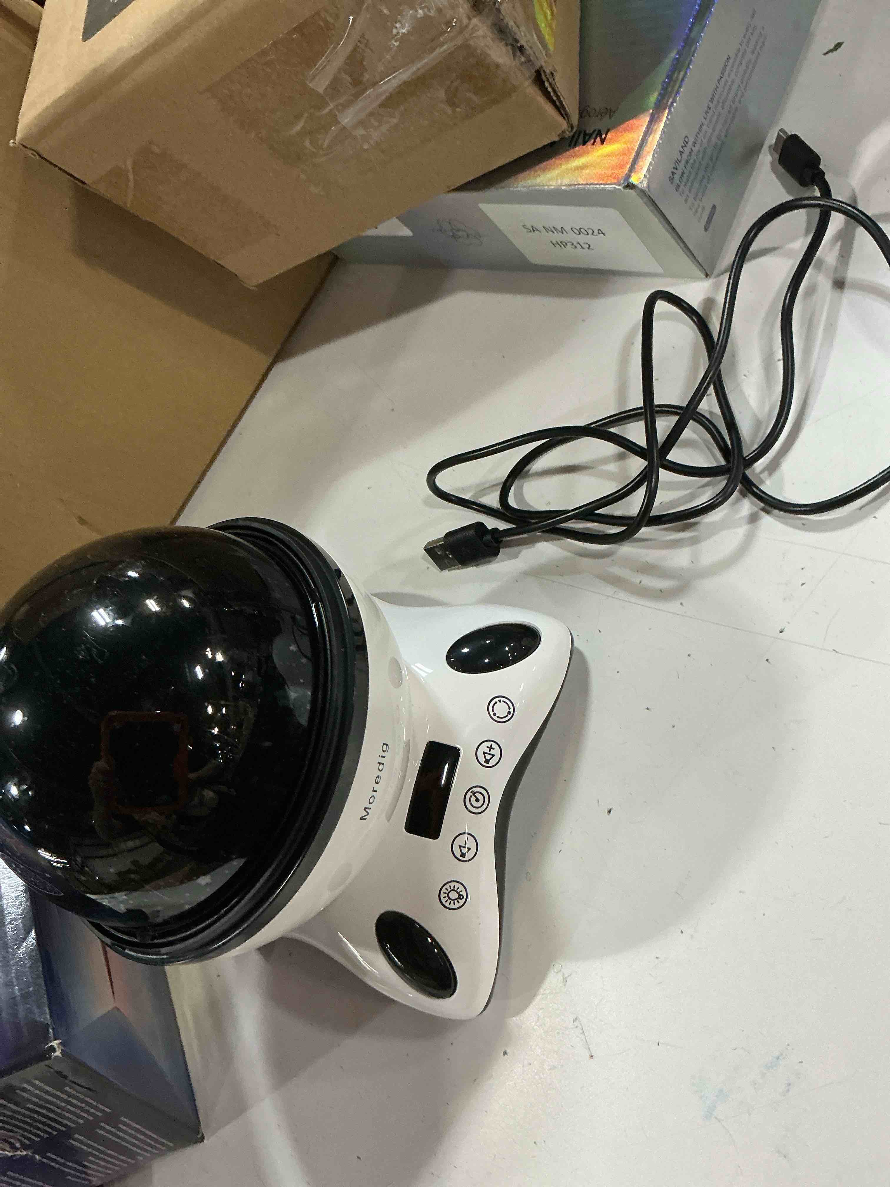 Condition photo showing As Is for moredig night light projector, kids night light with remote and timer, 360