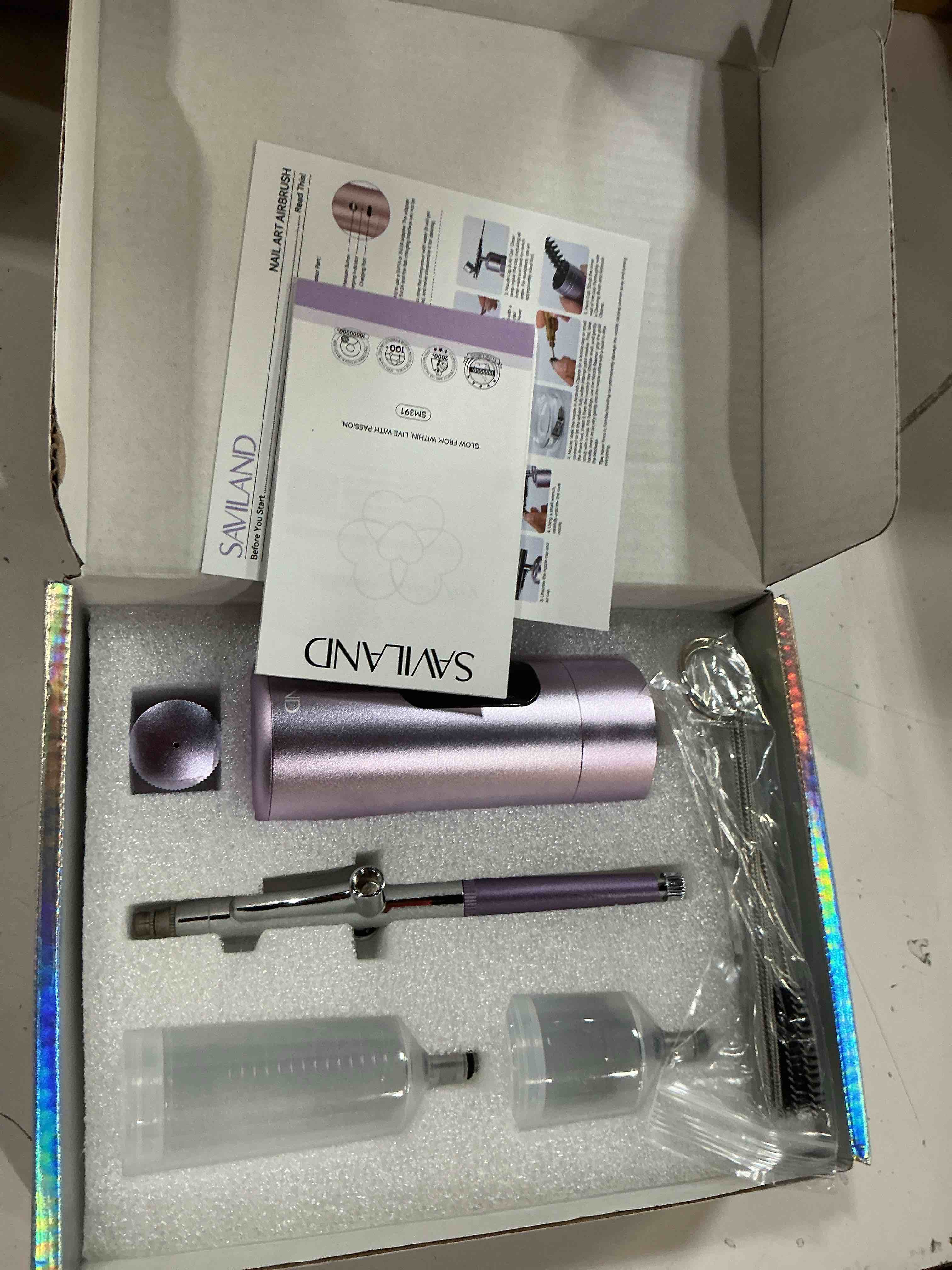 Condition photo showing New/Like New for saviland pro airbrush for nails: 2026 optimized 25 psi for flawless nails engineered for flow-locked atomization & steady output 0.3mm dlc-coated nozzle, dual-charge cordless for uninterrupted salon