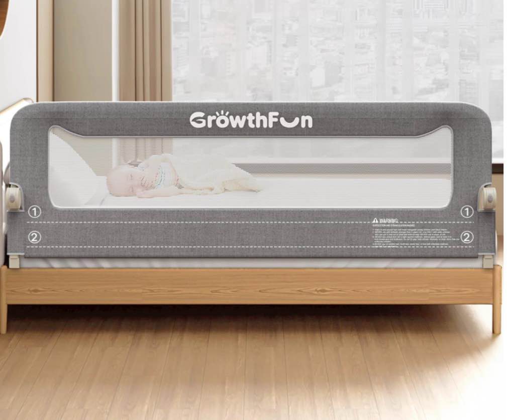 foldable bed rail for toddlers, 71in reinforced carbon steel frame&connectors, breathable cationic fabric - safety toddler bed rails for queen, king, twin, full, no-tool setup.