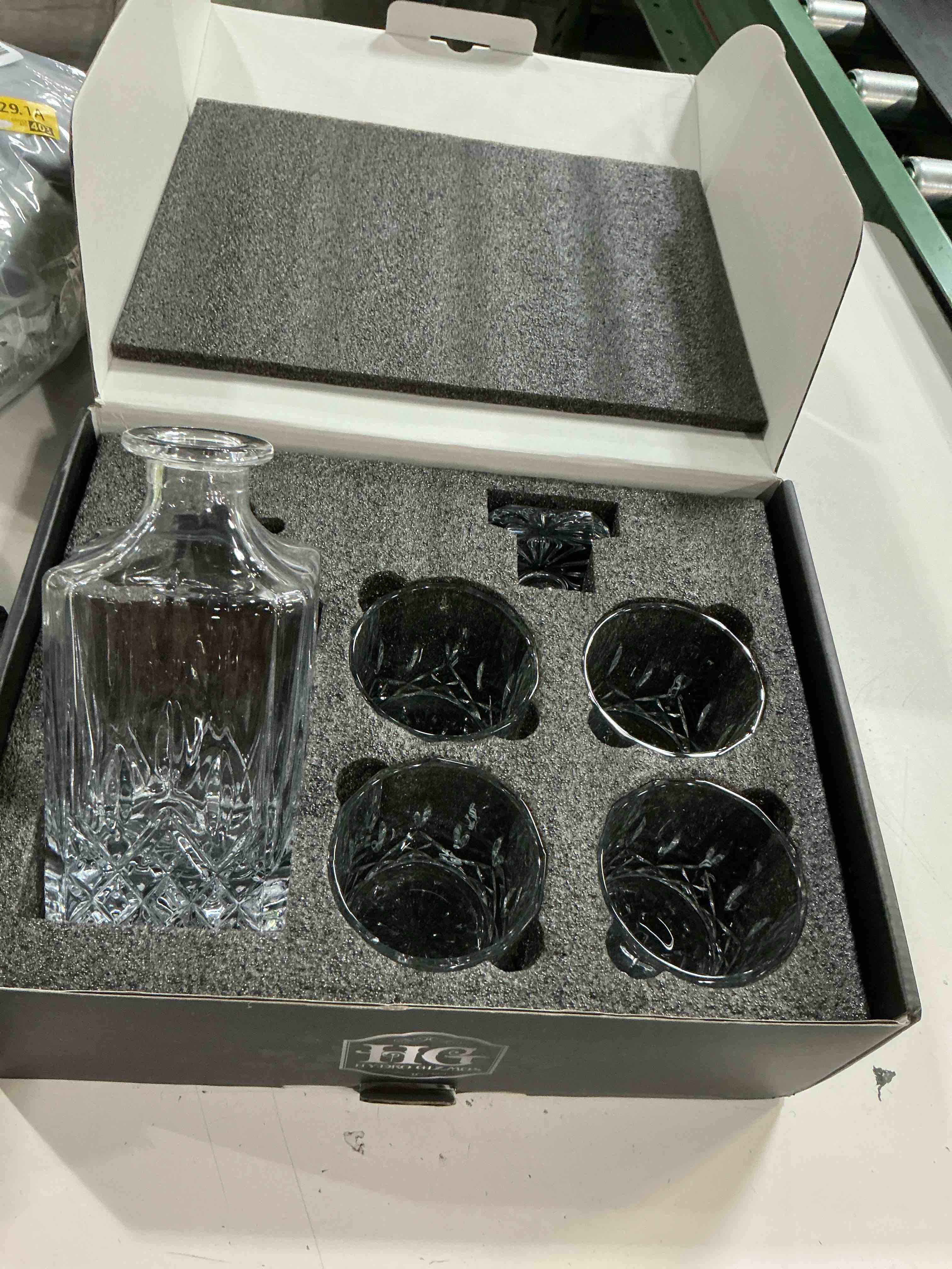 Condition photo showing New/Like New for luxury gift for men – whiskey decanter set for beloved husband or dad birthday gift – 4 whiskey glasses and decanter set is a great gift idea for whisky, bourbon, or scotch lovers