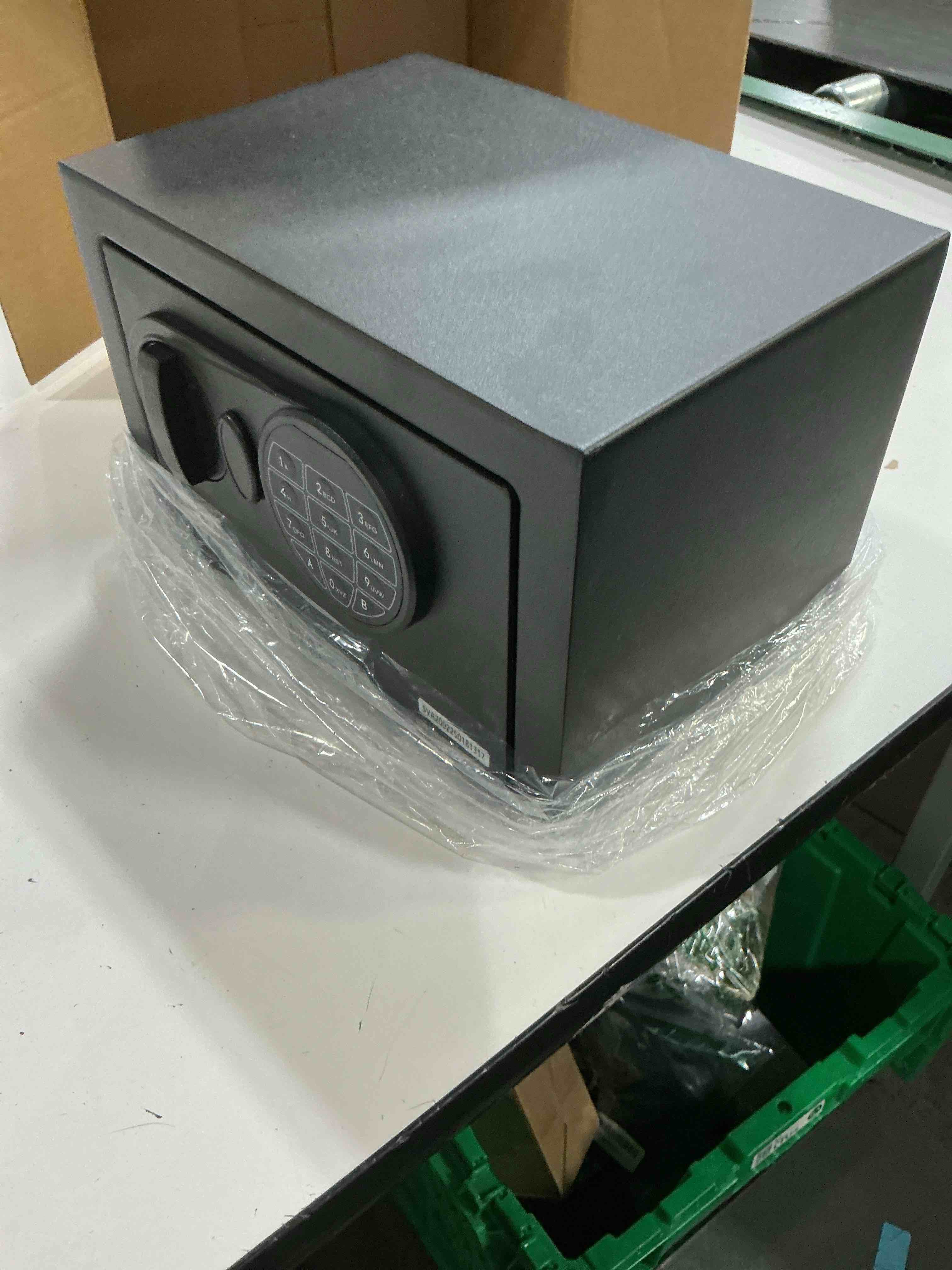 Condition photo showing New/Like New for pen + gear small digital safe with electronic lock and backup key in black model 17scm