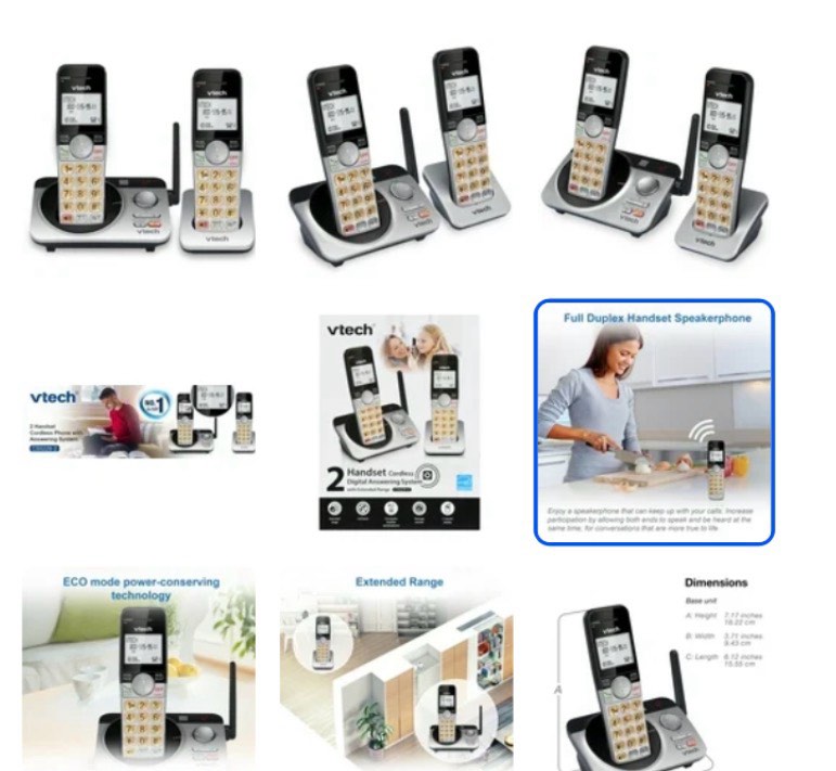vtech 2 handset extended range dect 6.0 cordless phone with answering system  cs5229-2 (silver/black)