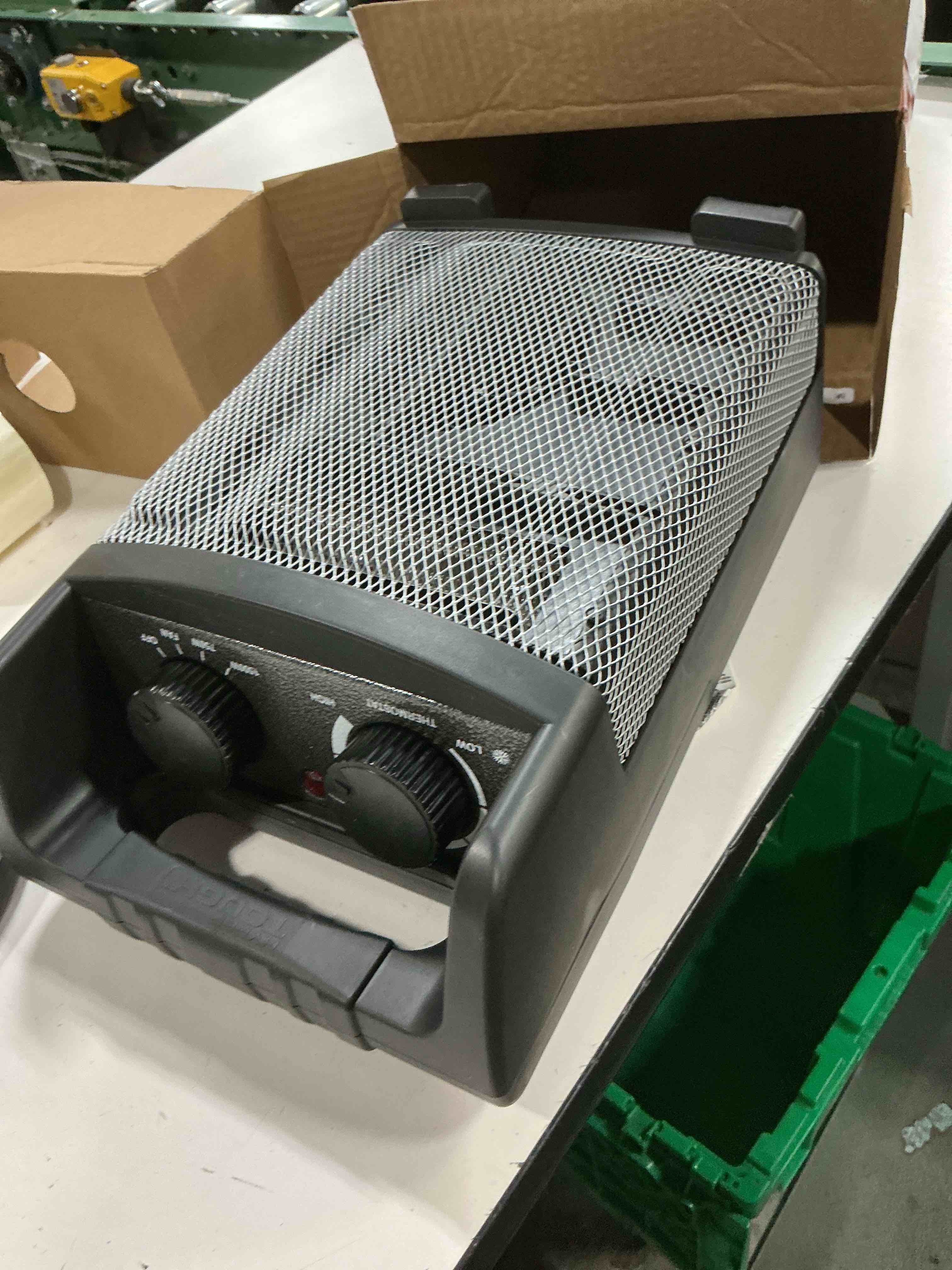 Condition photo showing As Is for hyper tough new 1500w heavy duty utility heater