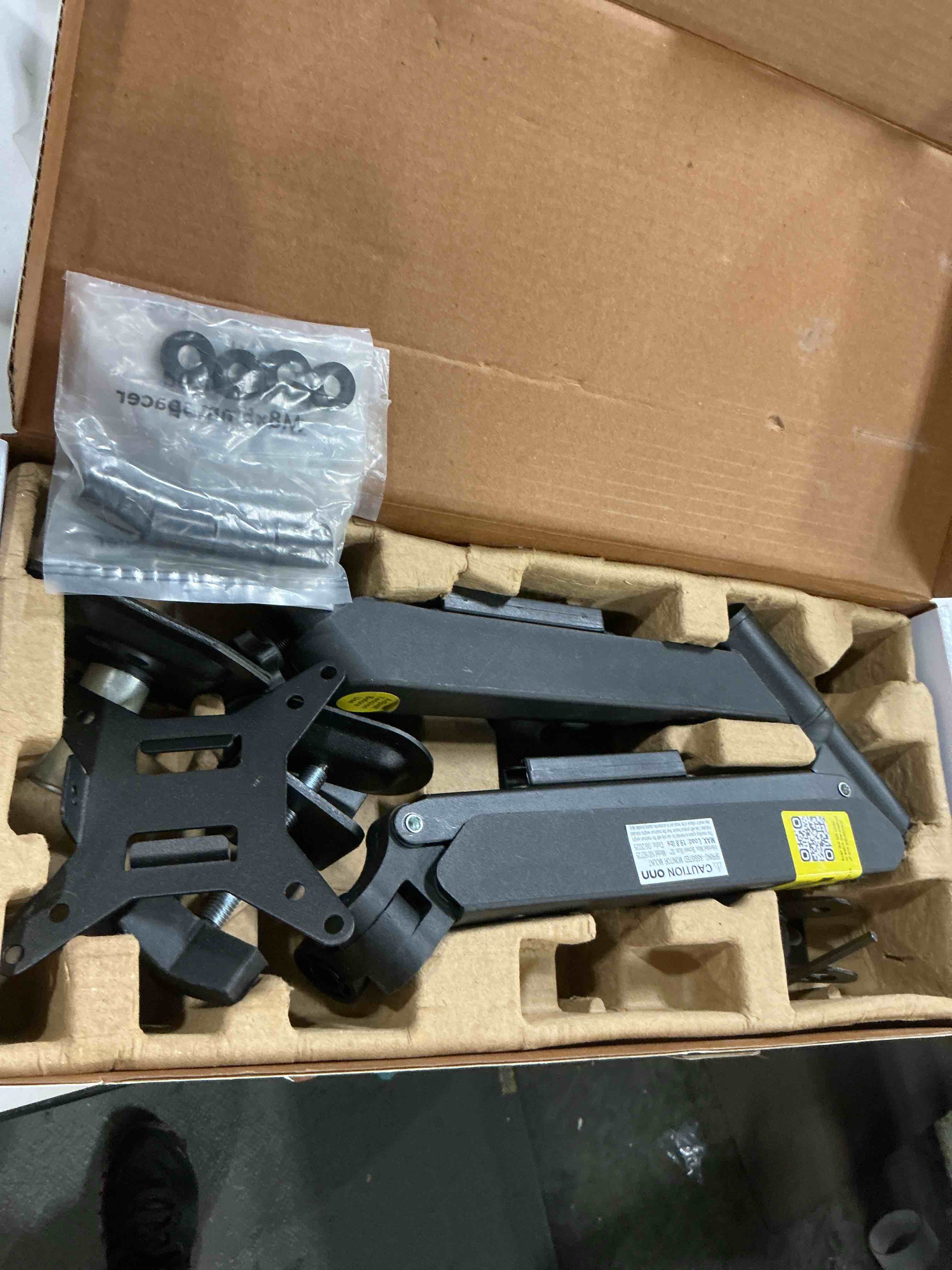 Condition photo showing Good Condition for onn spring assisted desk mount for 13  to 32  monitors/tvs  3x load tested  holds up to 19.8 lbs.