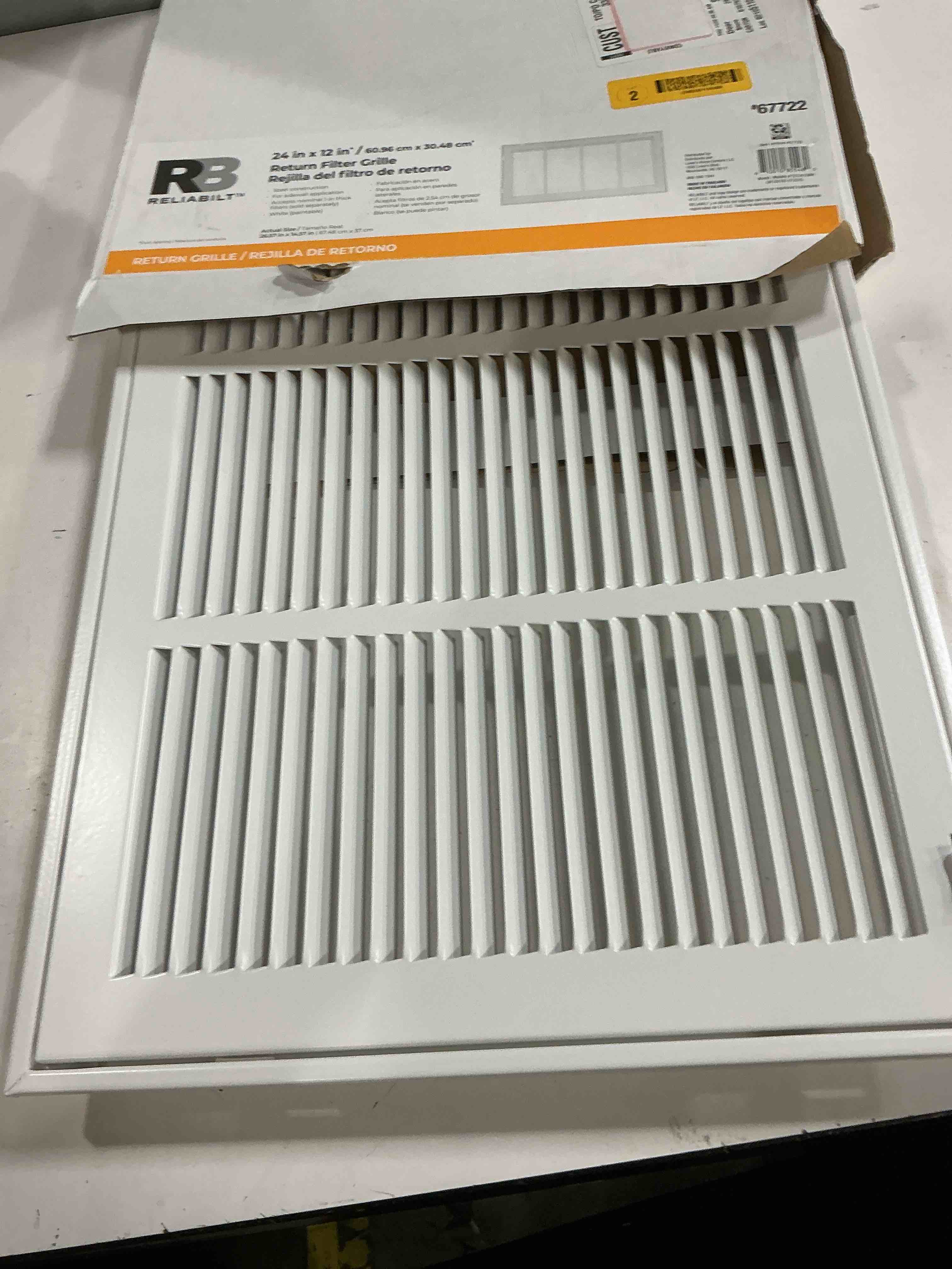 Condition photo showing Good Condition for reliabilt 24-in x 12 -in steel white sidewall/ceiling return air filter grille