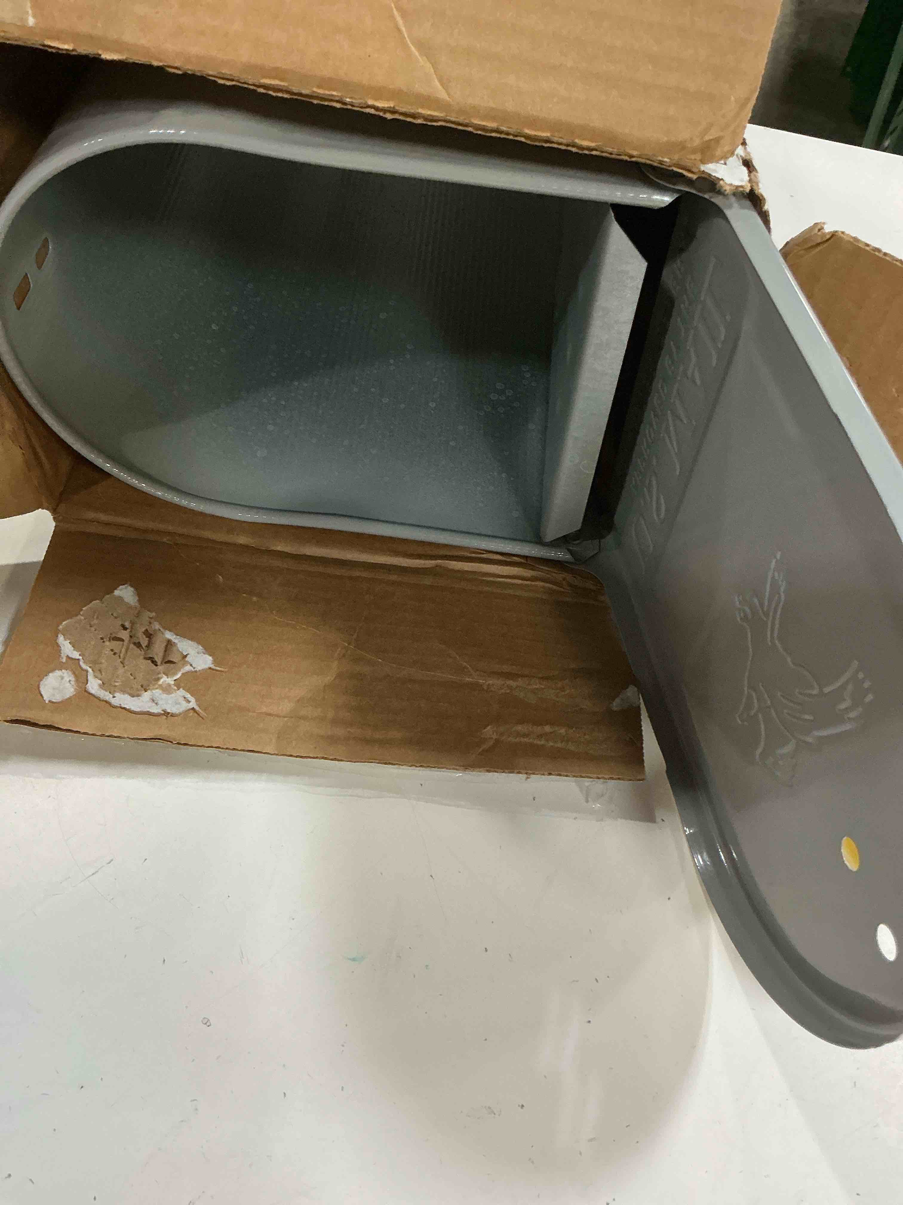 Condition photo showing As Is for architectural mailboxes grayson  medium  steel  post mount mailbox  gray  st1000am