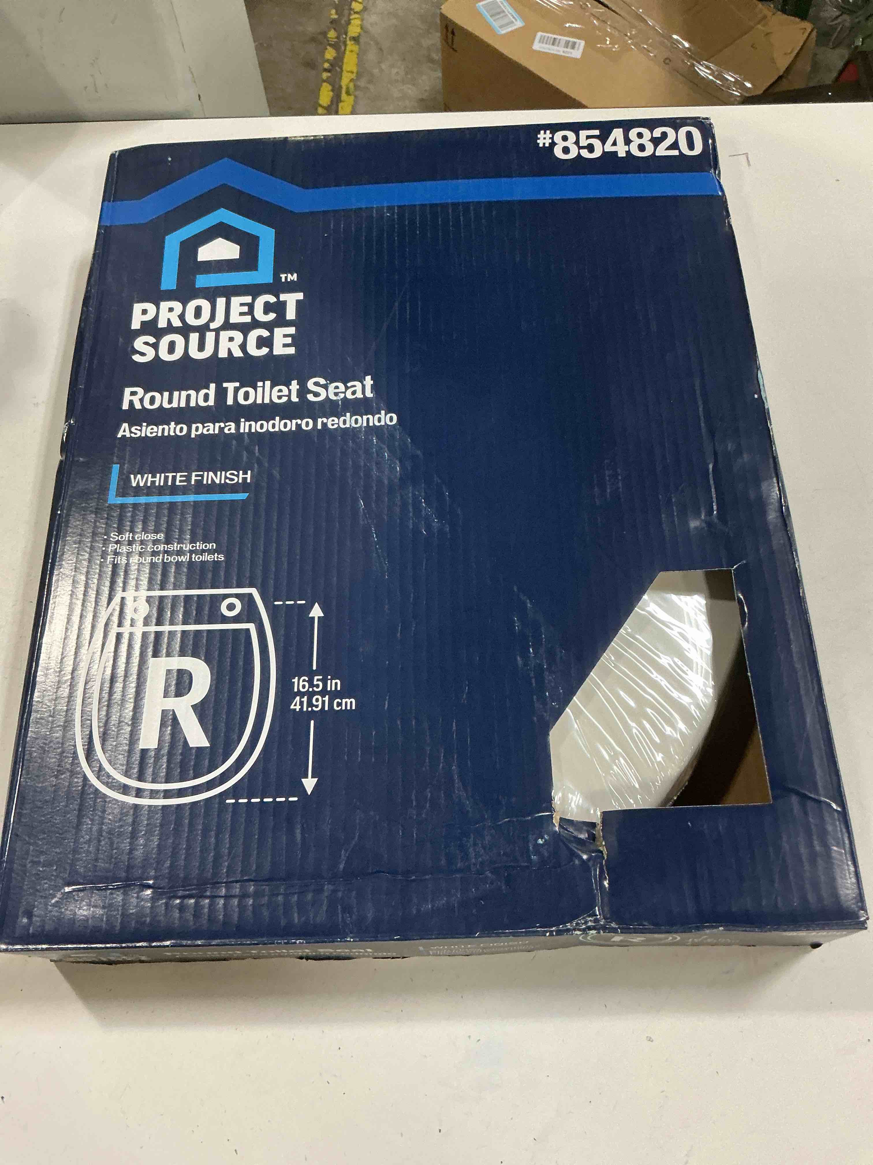 Condition photo showing Good Condition for project source 854827 round toilet seat white wood