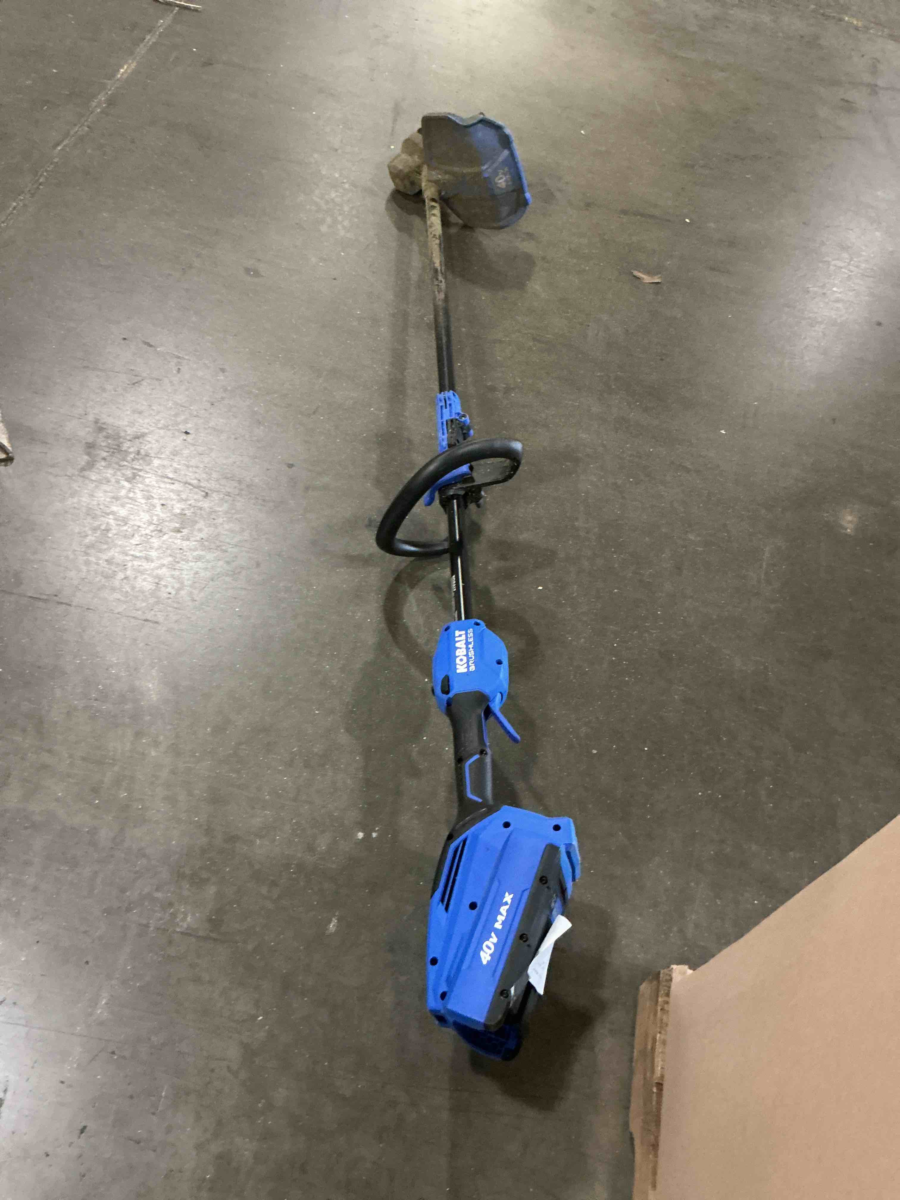 Condition photo showing As Is for (( incomplete))kobalt gen4 40-volt 15-in straight shaft attachment capable battery string trimmer edger conversion capable 4.0 ah (battery included) (charger included)