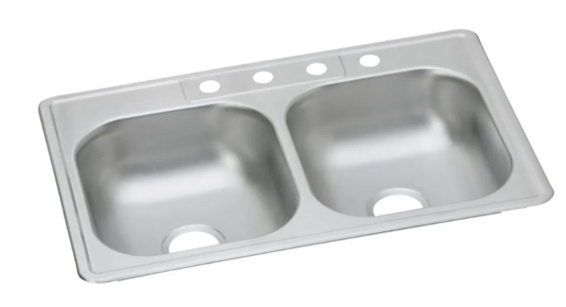 ELKAY Dayton Drop-in Double Bowl Kitchen Sink 22-gauge Stainless Steel, 4 Faucet Holes