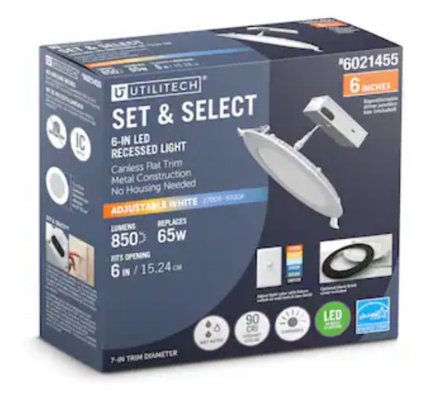 utilitech set select white/ black 6-in 850 -lumens switchable white round dimmable