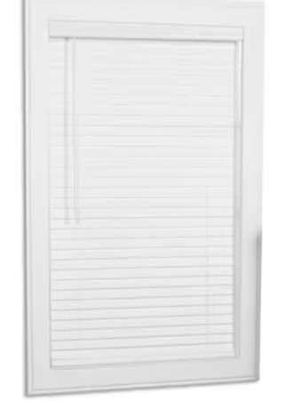 allen + roth Cordless Faux Wood 2-in Slat Width 33.5-in x 64-in Cordless White Faux wood Room (color may vary ours is tan)