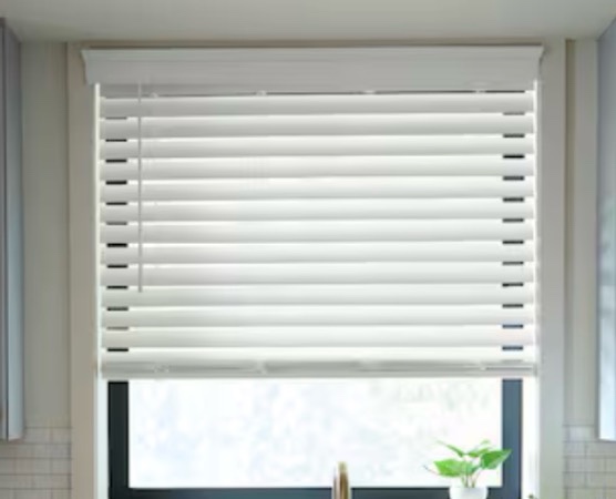 levolor 2-in white faux wood blinds 34-in x 64-in