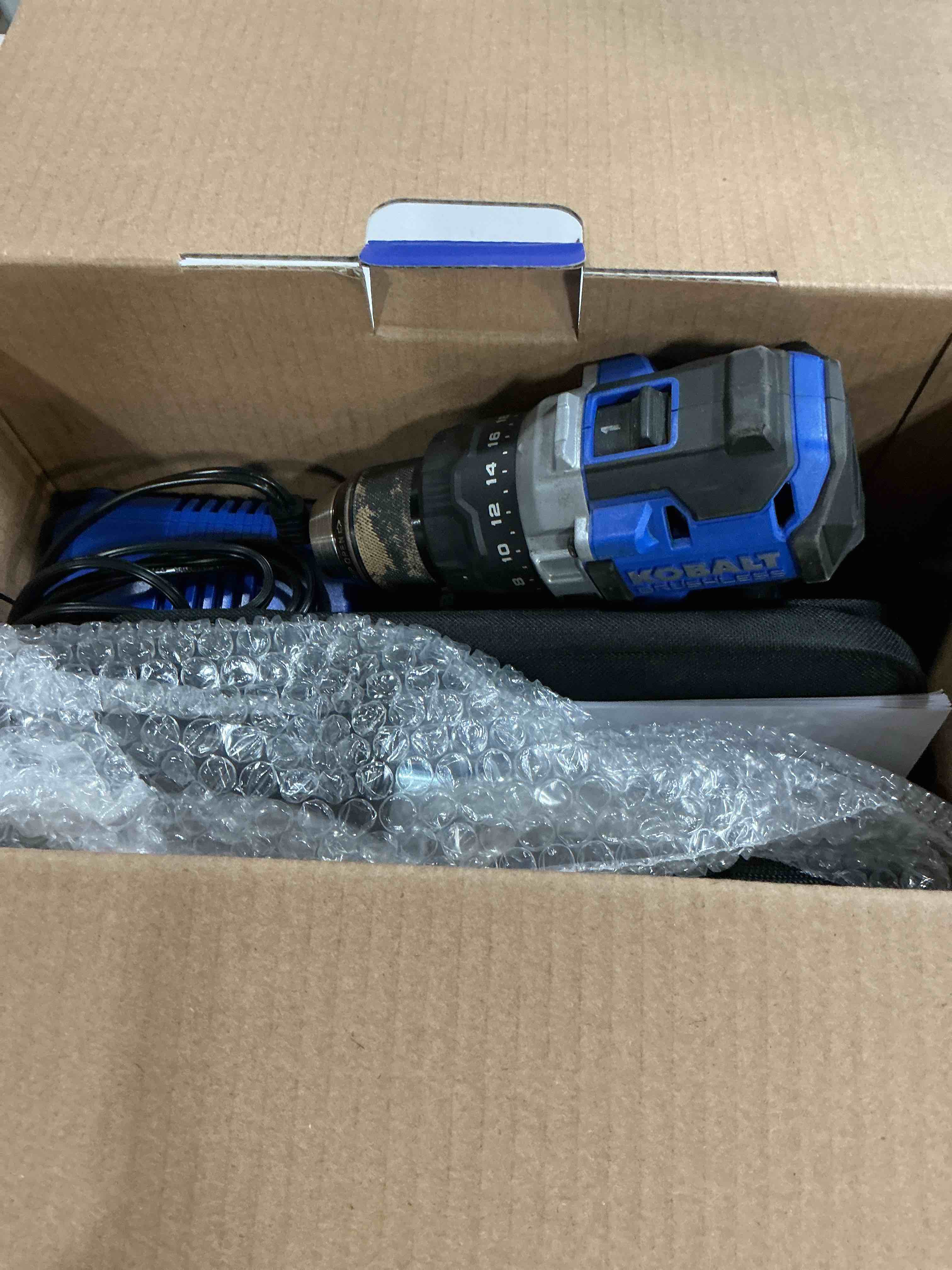Condition photo showing As Is for k.balt 24-volt 1/2-in keyless brushless cordless drill (1 -batteries included, and charger included) (used)