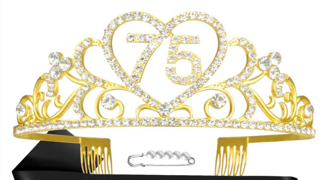 birthday 75 tiara and sash, 6 packs