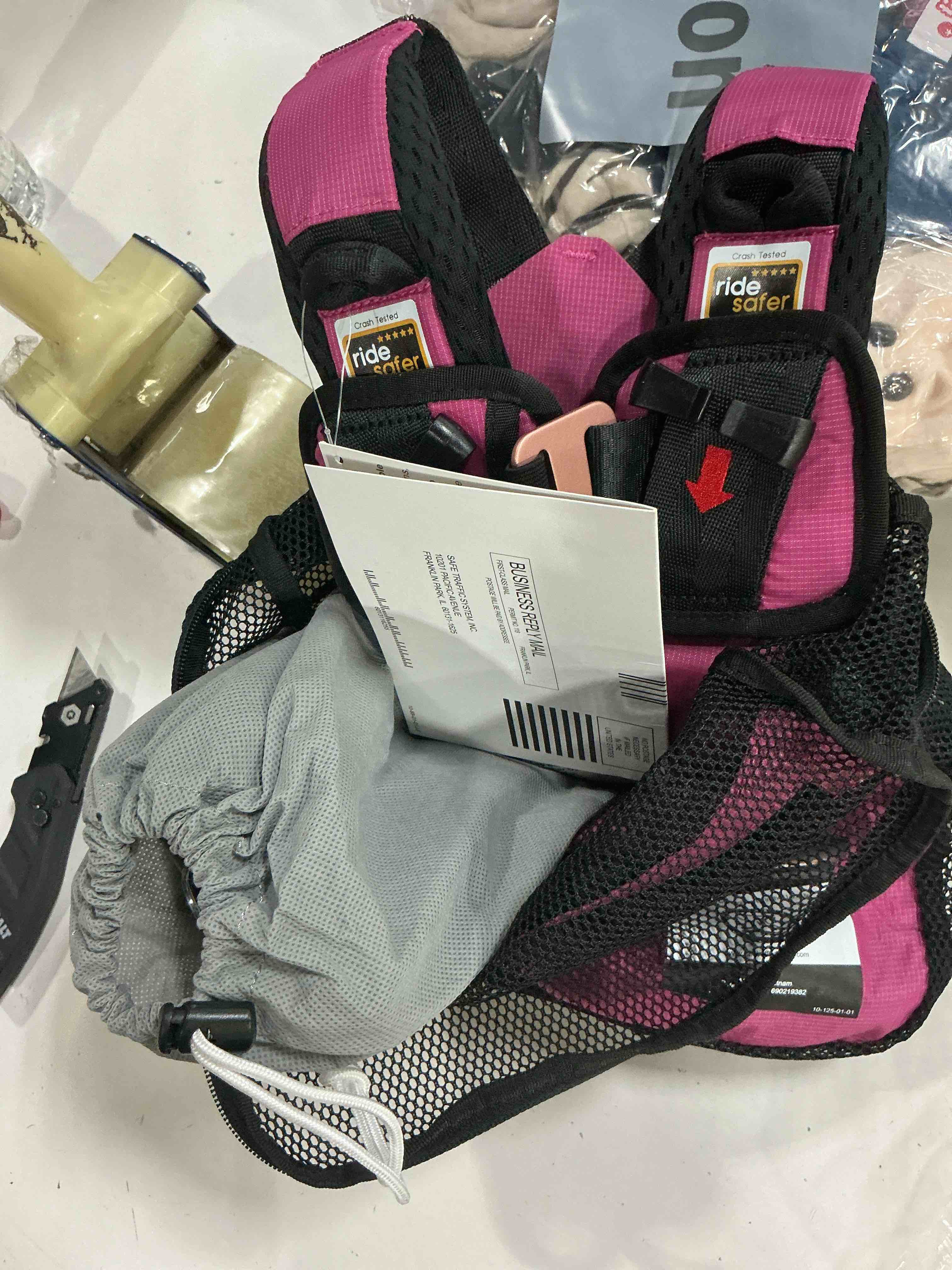 Condition photo showing New/Like New for ridesafer gen 5 - extra small (xs) pink, lightweight, compact, portable car seat, 2+ years; 26.5–40 lb - perfect for travel and everyday child safety x-small pink