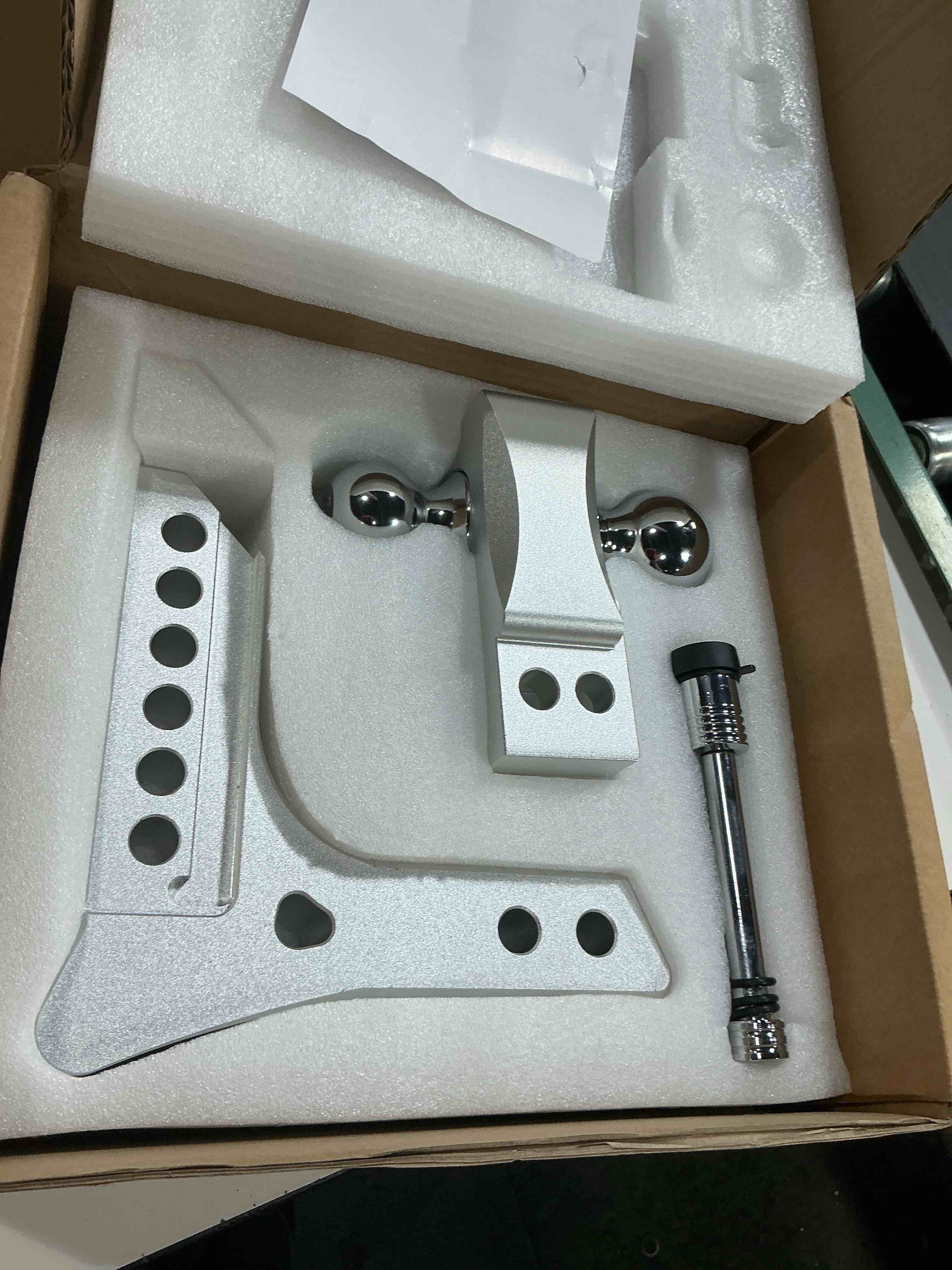 Condition photo showing New/Like New for tlvuvmo adjustable trailer hitch -6 inch drop hitch (fits 2-inch receiver), 21,500 lbs gtw heavy duty aluminum tow hitches, (2'' & 2-5/16'') chrome steel tow balls & 2 anti-theft locks