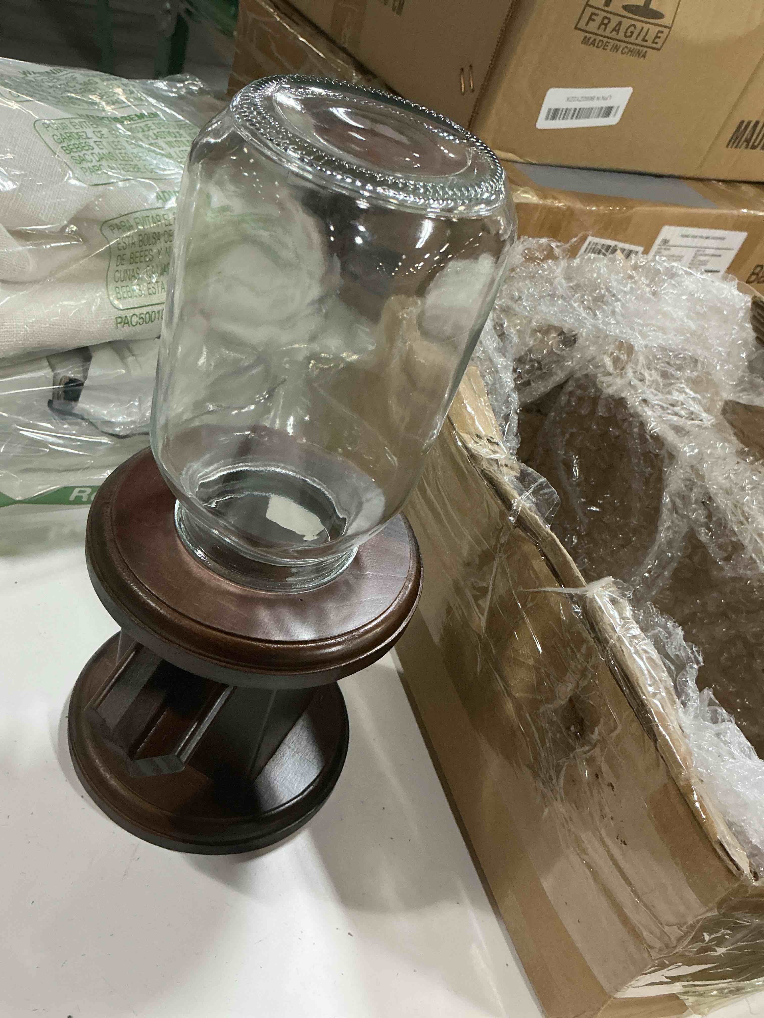 Condition photo showing New/Like New for wooden candy dispenser, cereal dispenser countertop, candy containers & storage, versatile snack storage machine, suitable for candy bean, cereal, m&m's, peanuts