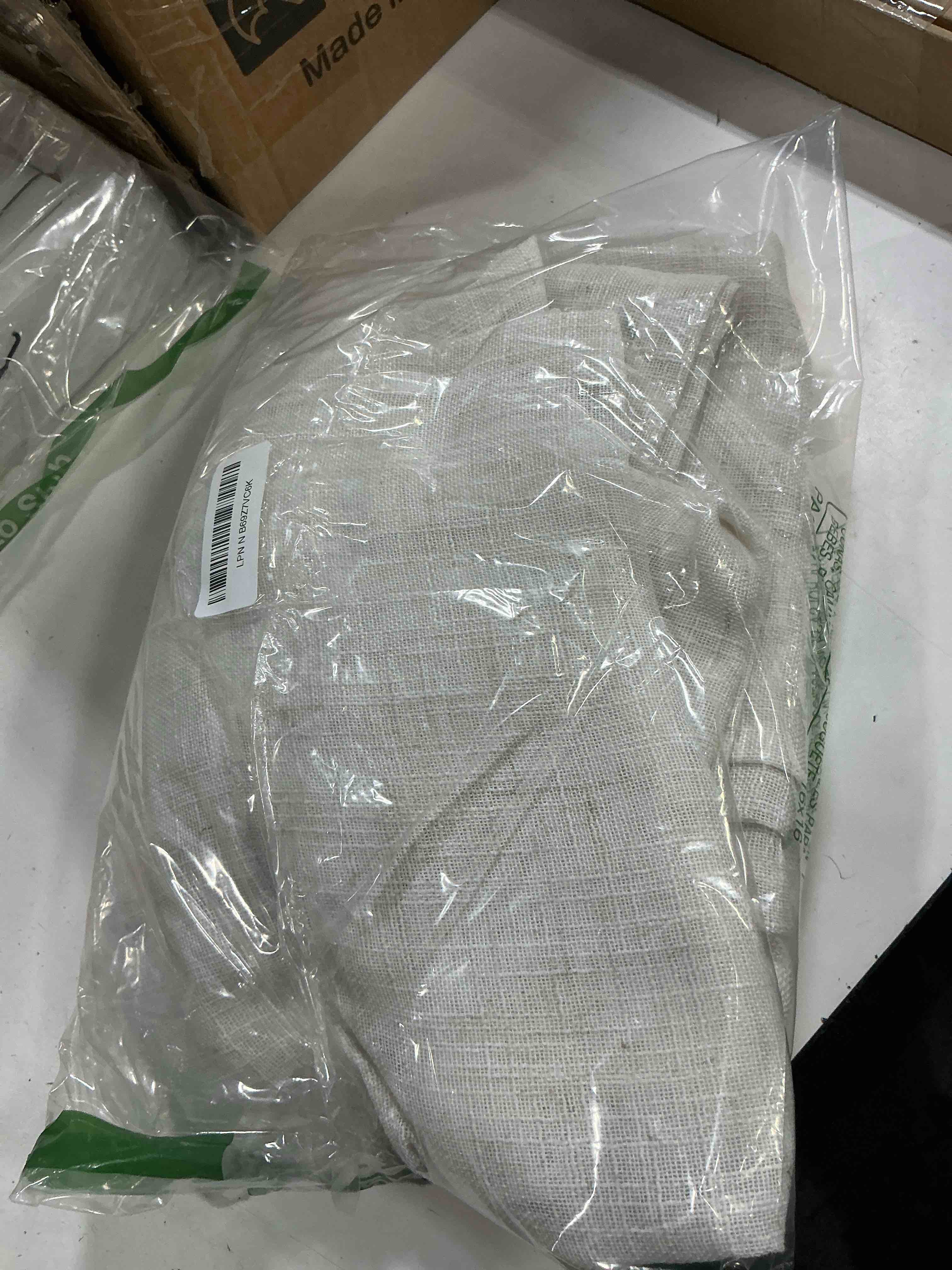 Condition photo showing As Is for lamit cream linen boho curtains 84 inch length 2 panels, light filtering semi sheer panels back tab and rod pocket neutral drapes for bedroom/living room, 34 x 84 inch 34"w x 84"l (pack of 2) cream