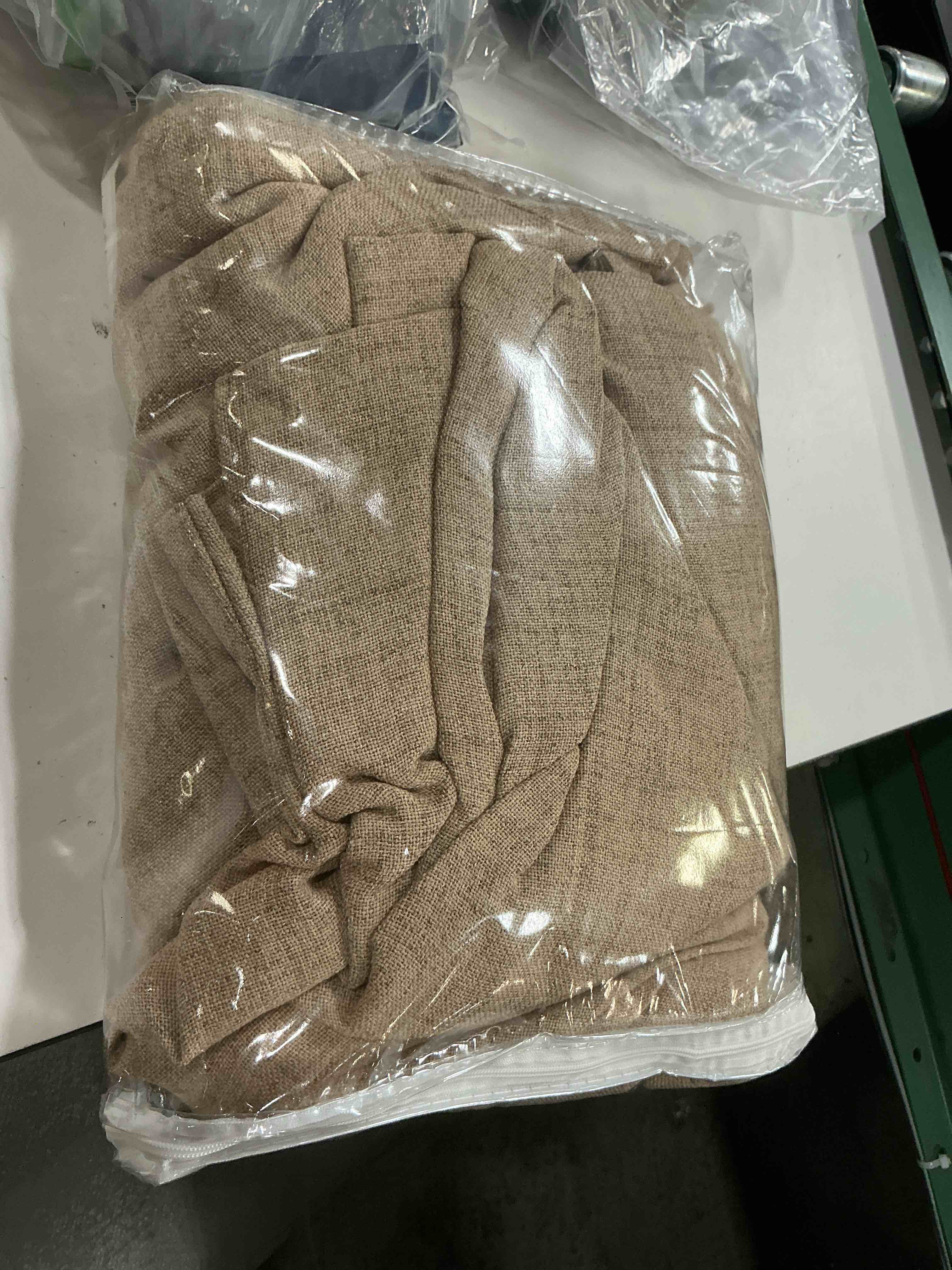 Condition photo showing Good Condition for dark flax pinch pleated linen curtains 102 inches long semi sheer memory trained ripple fold curtain with hooks back tab textured light filtering drapes for bedroom living room 42x102 set of 2 dark flax 42"w x 102"l (pack of 2)