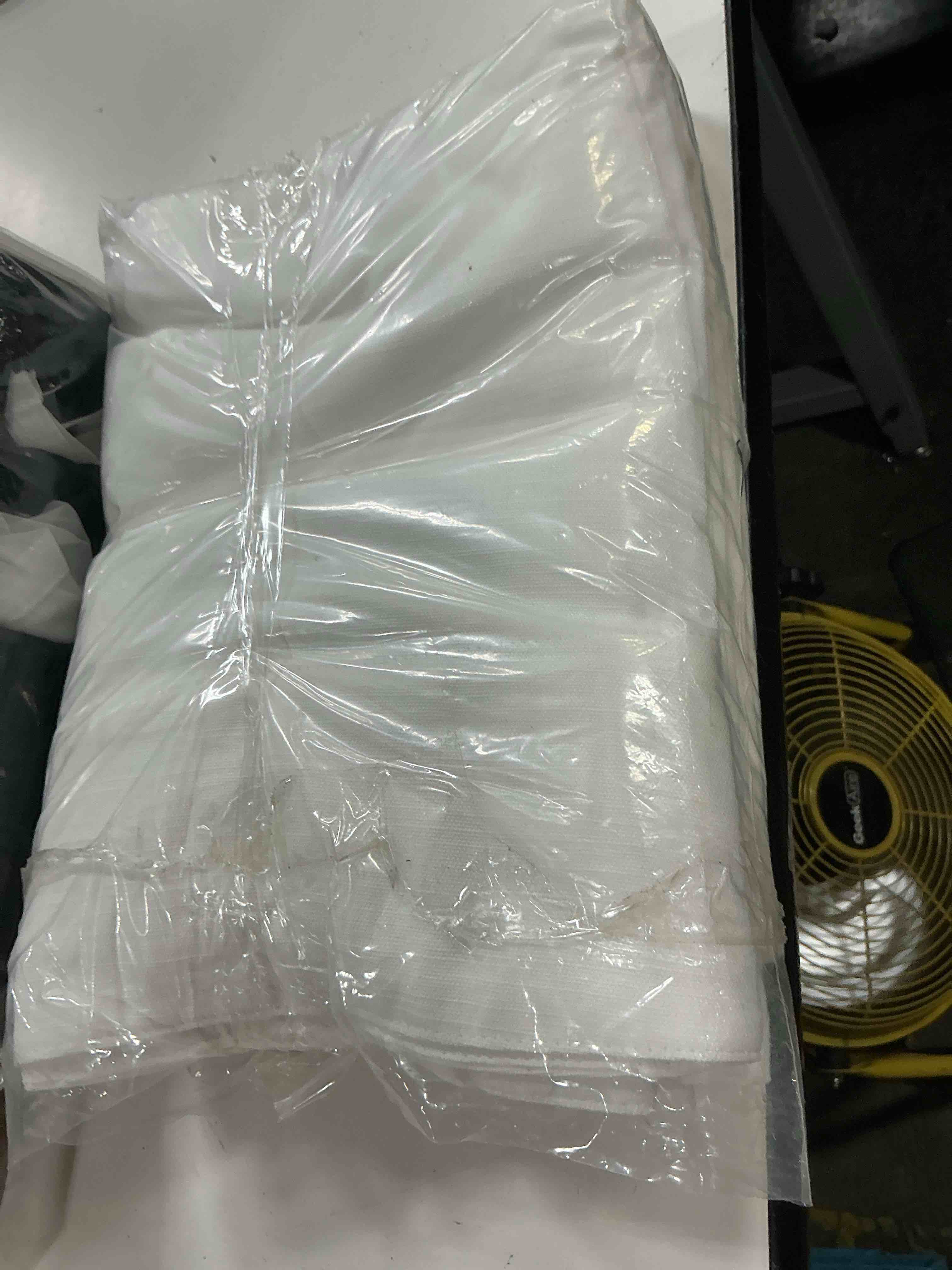 Condition photo showing As Is for white linen curtains 