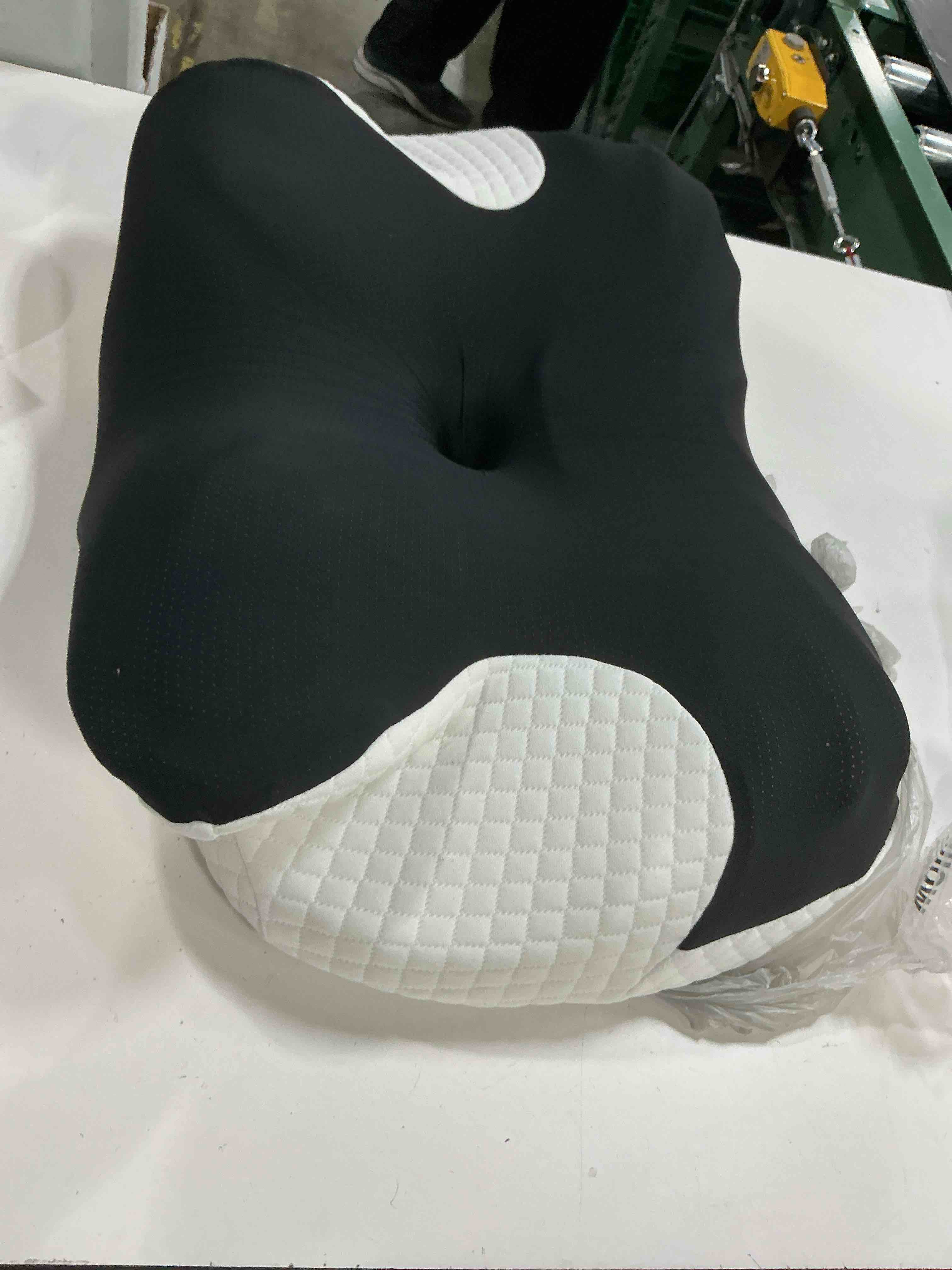 Condition photo showing As Is for cervical neck pillow for sleeping – cooling memory foam cervical pillow for side sleepers and back sleepers – contour ergonomic neck support (black/white, cooling)