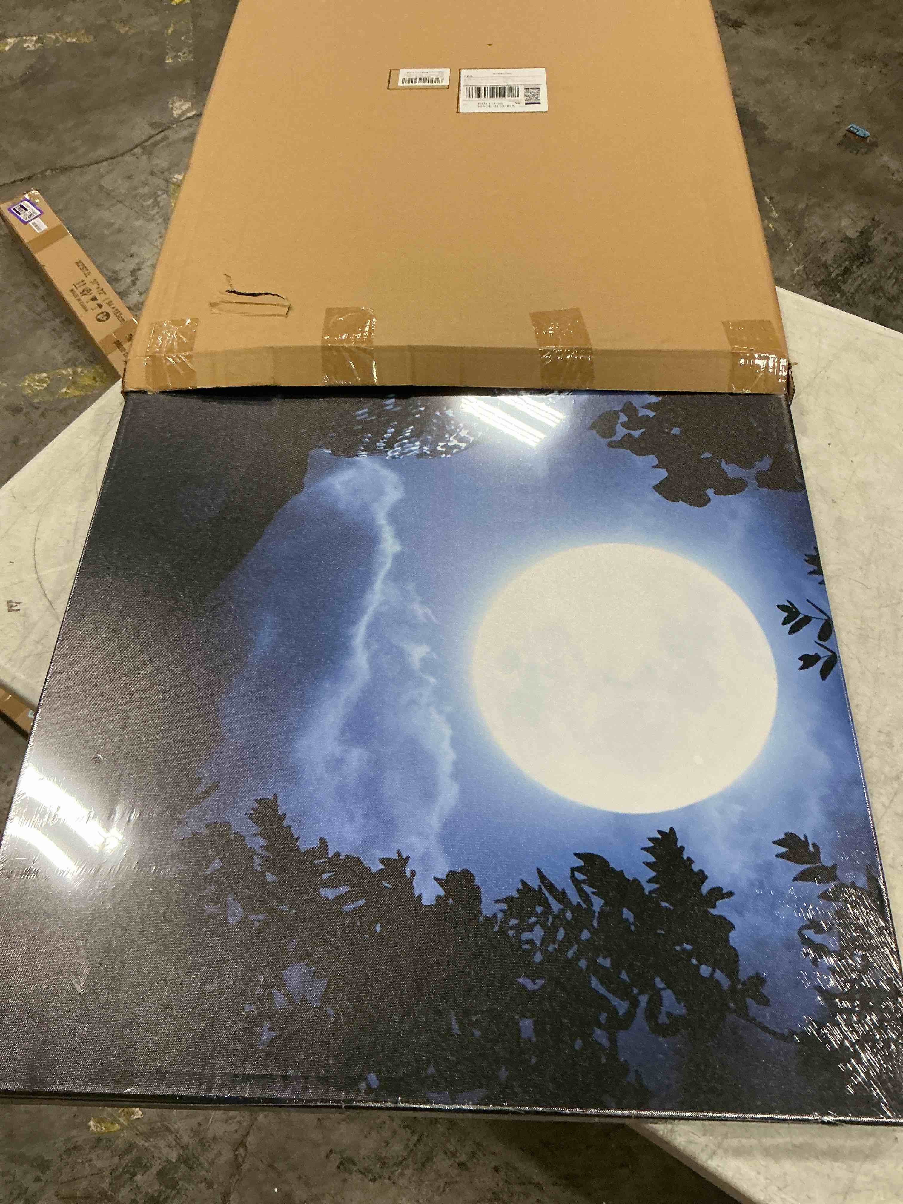 Condition photo showing New/Like New for skenoart large owl canvas wall art owl in the tree forest moonlight pictures wall decor for living room 24x36inch