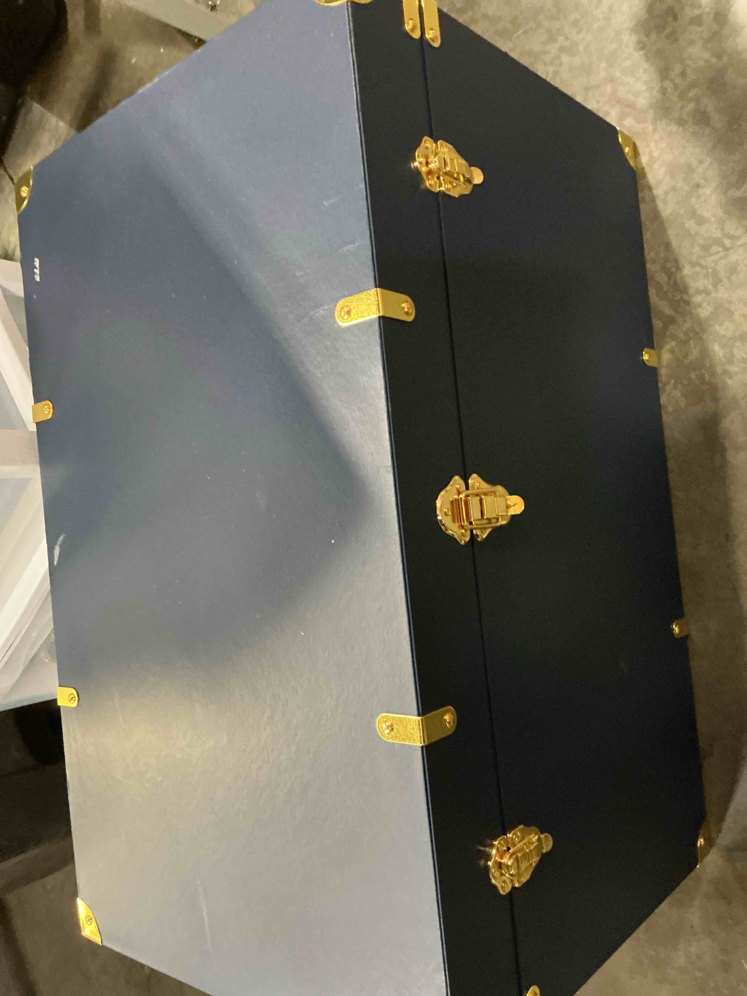 Condition photo showing As Is for west emory storage trunk navy