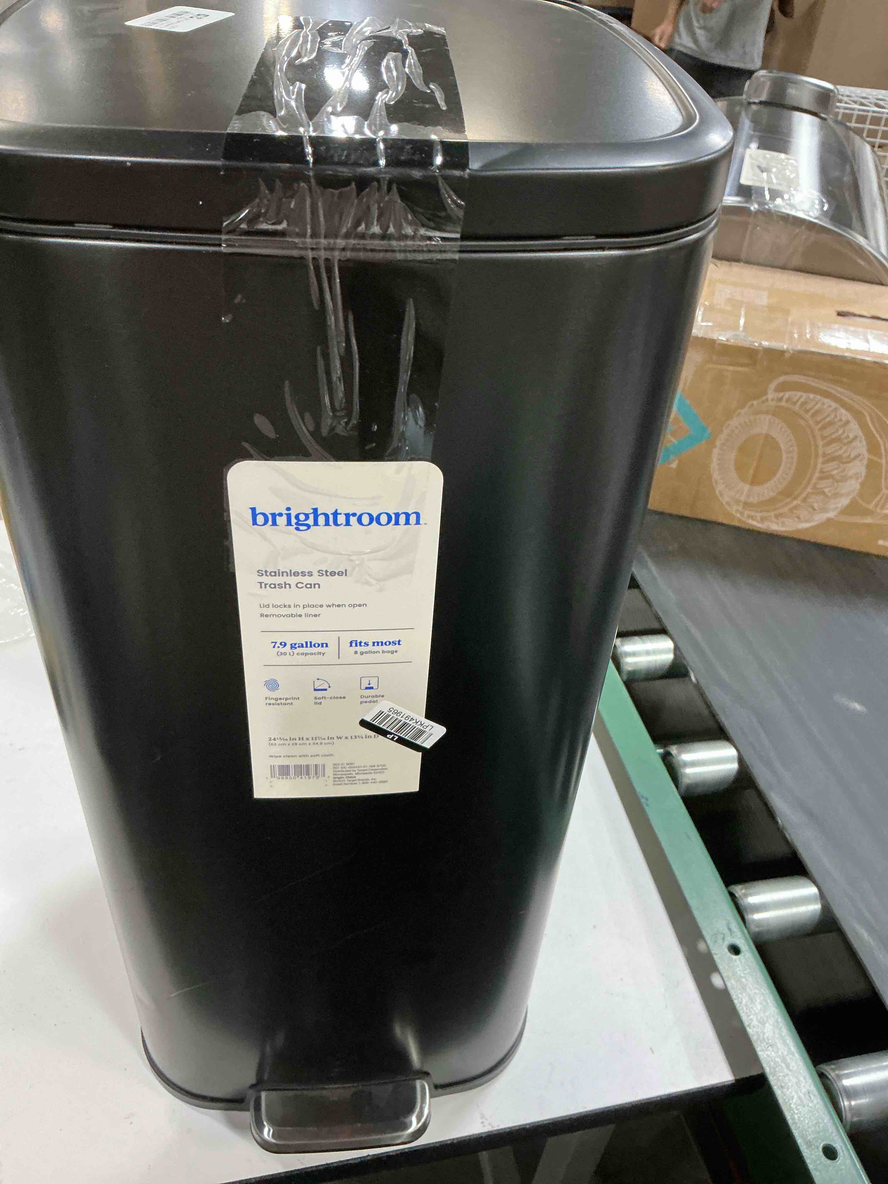 Condition photo showing As Is for 30l soft square step trash can black - brightroom™
