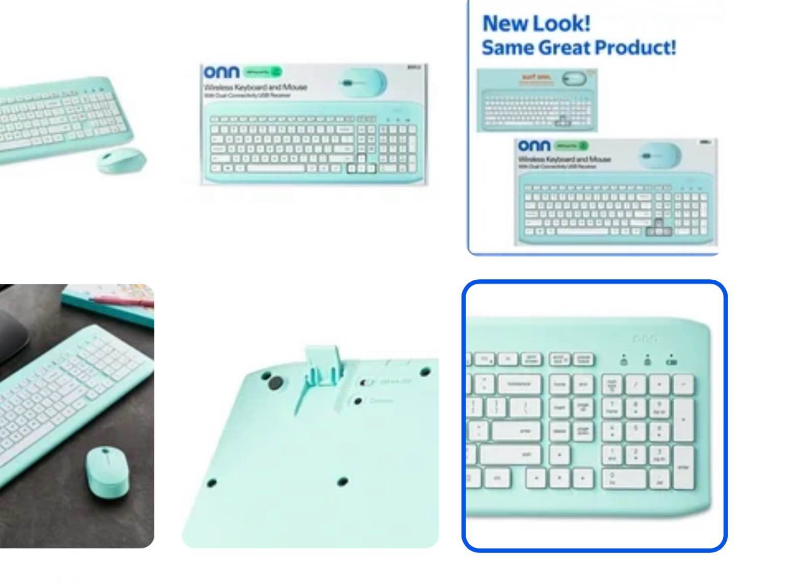 onn wireless keyboard and compact mouse with dual-connectivity  2.4 ghz wireless usb receiver  blue