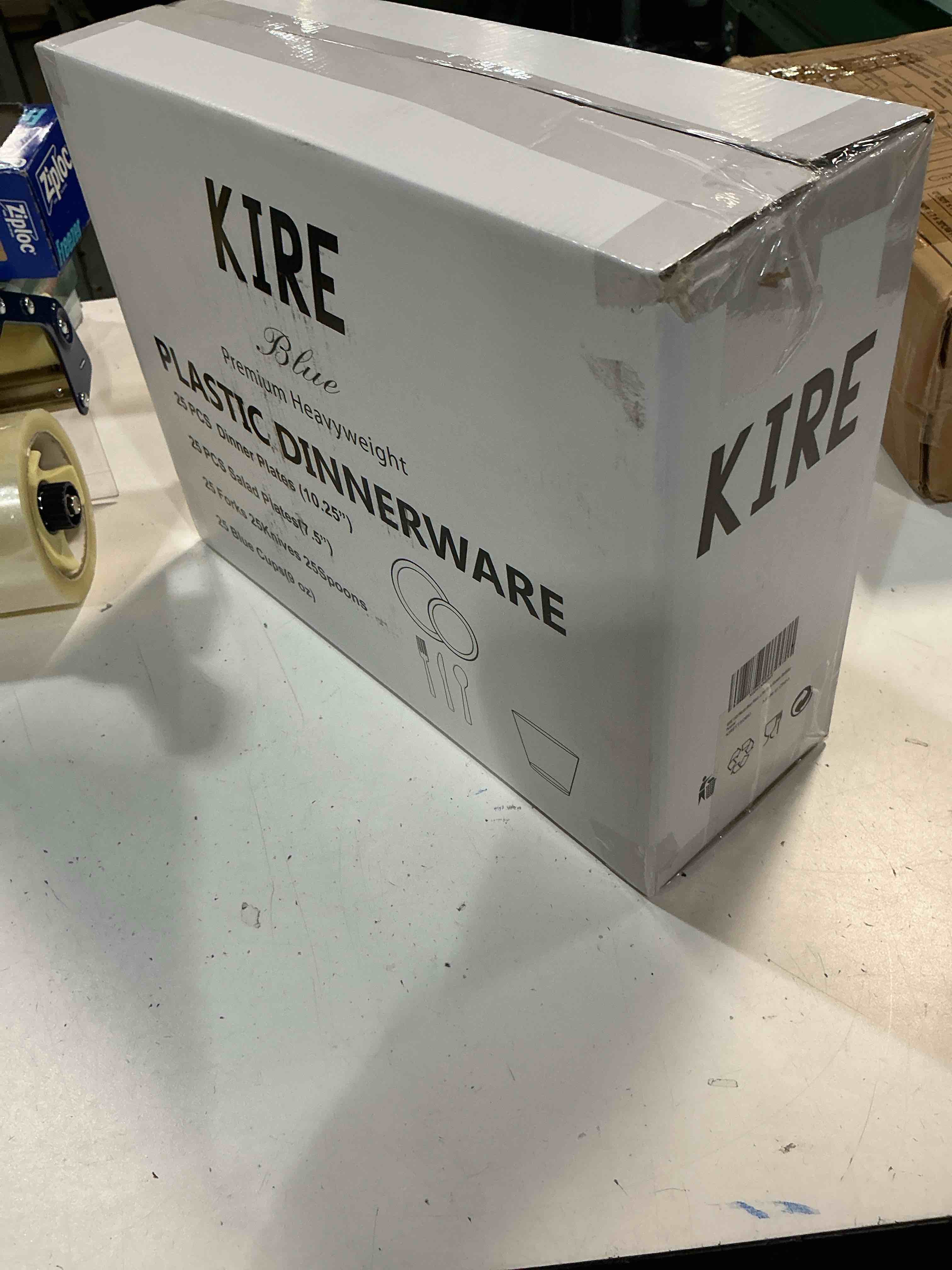 Condition photo showing New/Like New for kire 150 piece blue plastic plates disposable - blue dinnerware set includes 25 dinner plates, 25 salad plates, 25 utensils set 25 clear cups for birthday/picnic/baby shower/easter/spring solid blue