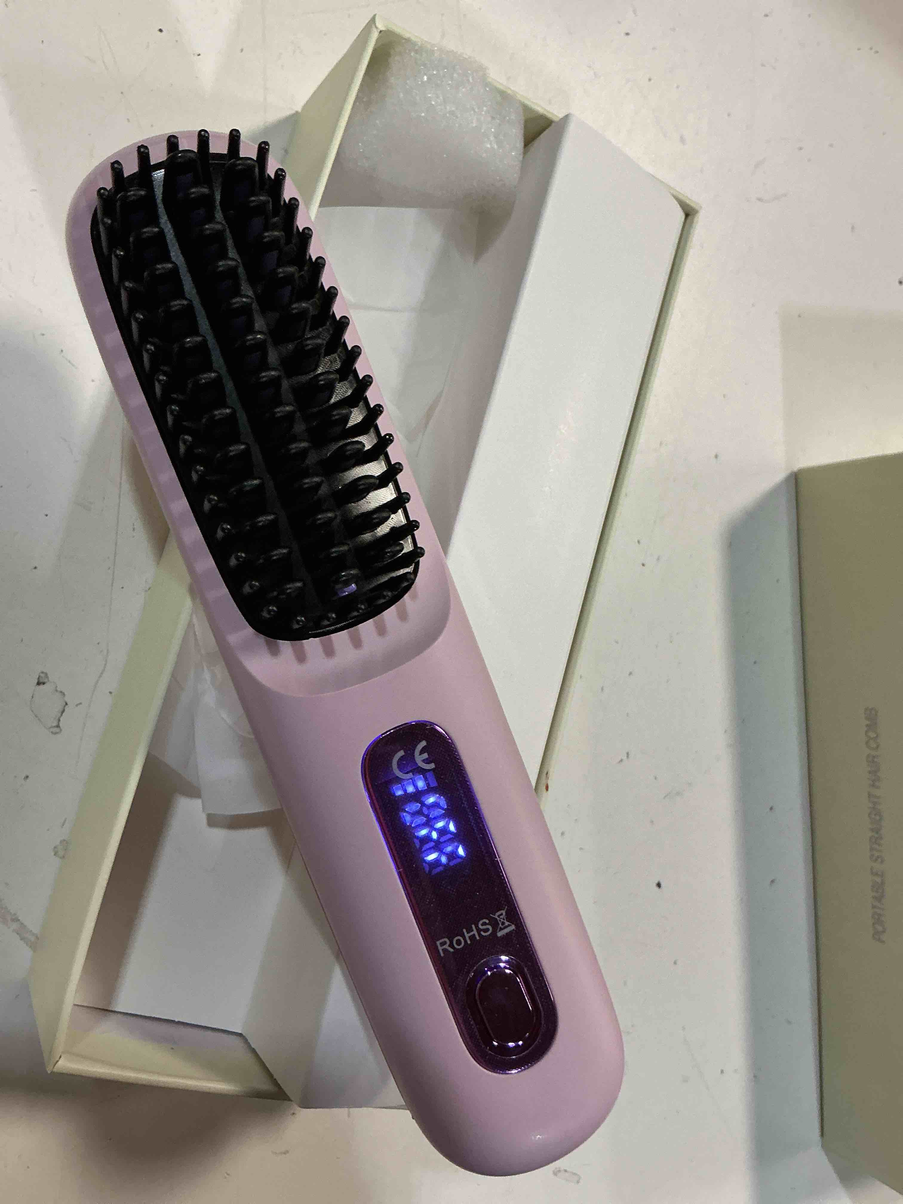 Condition photo showing Good Condition for go brush - pro for short hair - 2026 upgraded cordless,portable straightener brushs for travel,fast heating cordless mini hair brushs styling tools (purple)