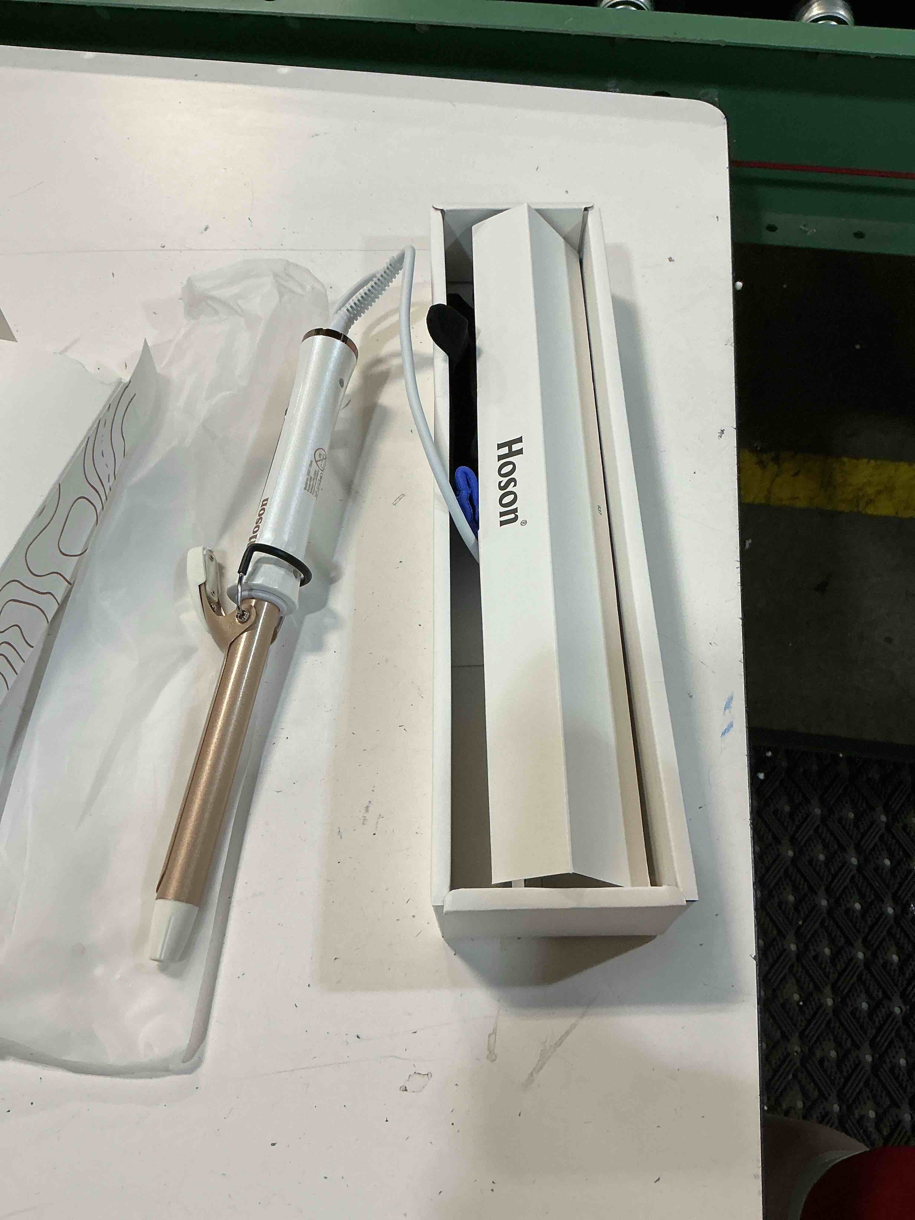 Condition photo showing Good Condition for 3/4 inch curling iron for short hair, dual voltage hair curling iron ceramic, professiona curling wand tourmaline(champagne gold) 3/4 inch white