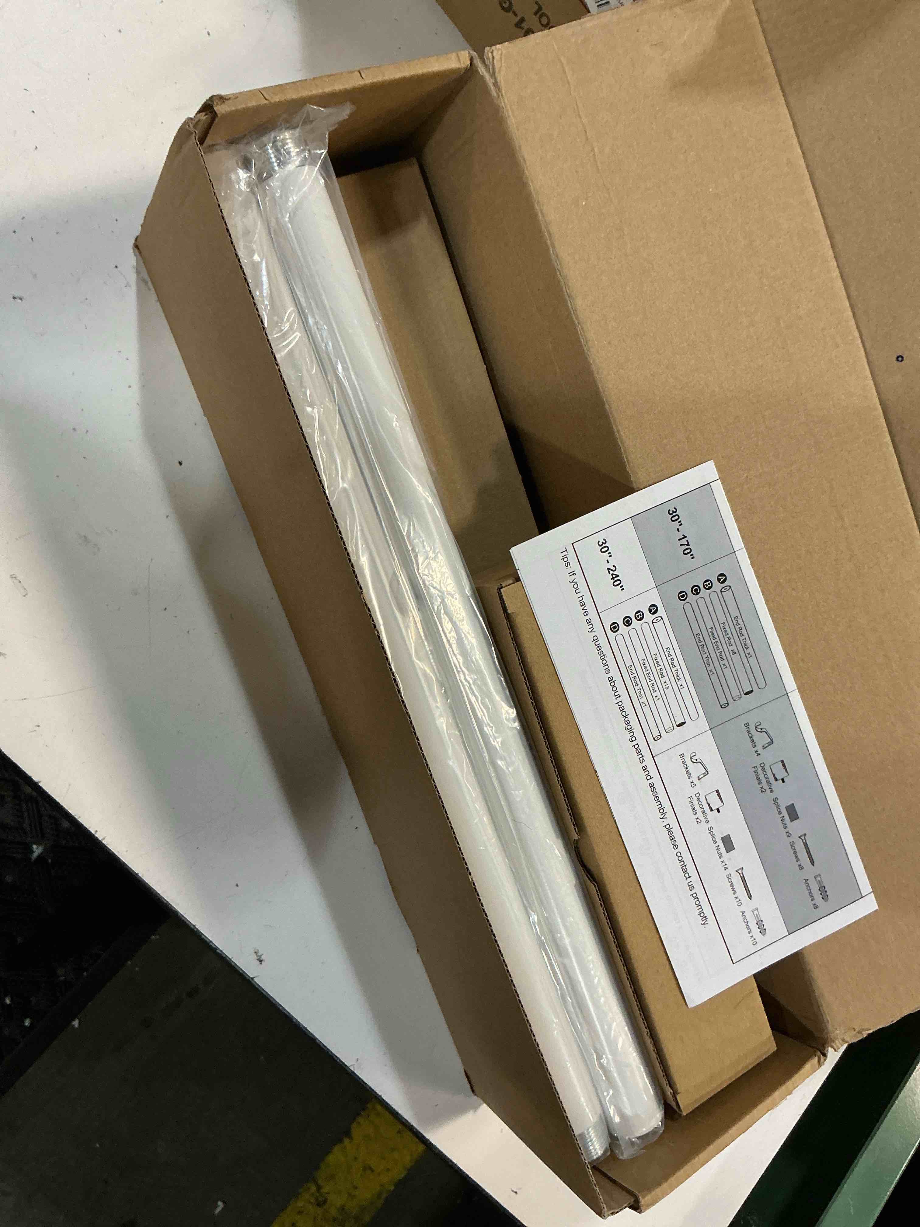 Condition photo showing New/Like New for 2 pack heavy duty curtain rods for windows 28 to 48 inch, 1 inch white adjustable curtain rod set with easy installation and modern design (a1,white,30-60",2pack) 30"-60"|2pack white