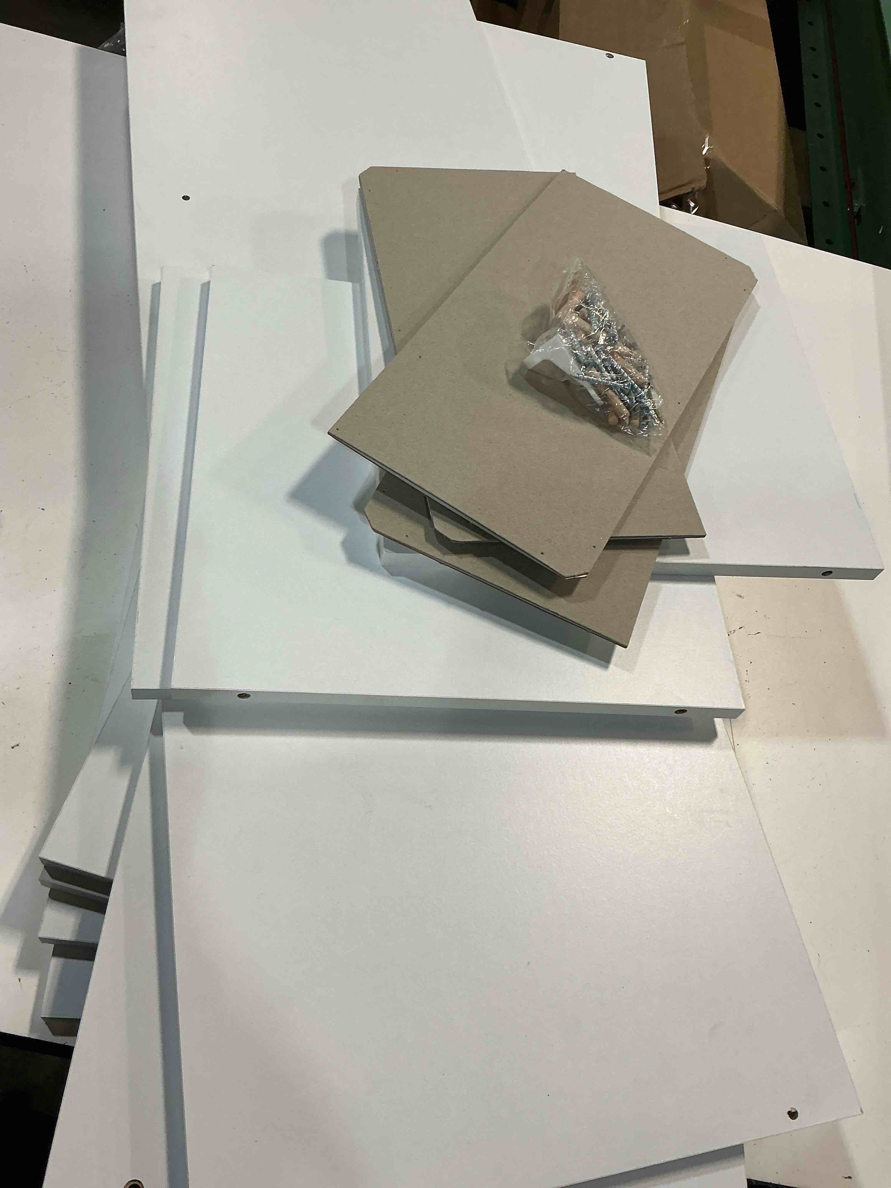 Condition photo showing As Is for (( incomplete))style selections 35.88-in h x 24.13-in w x 11.63-in d white stackable wood laminate 6 cube