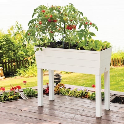 emsco group 3-cu ft 13.25-in w x 33-in l x 28.75-in h elevated white resin raised garden bed