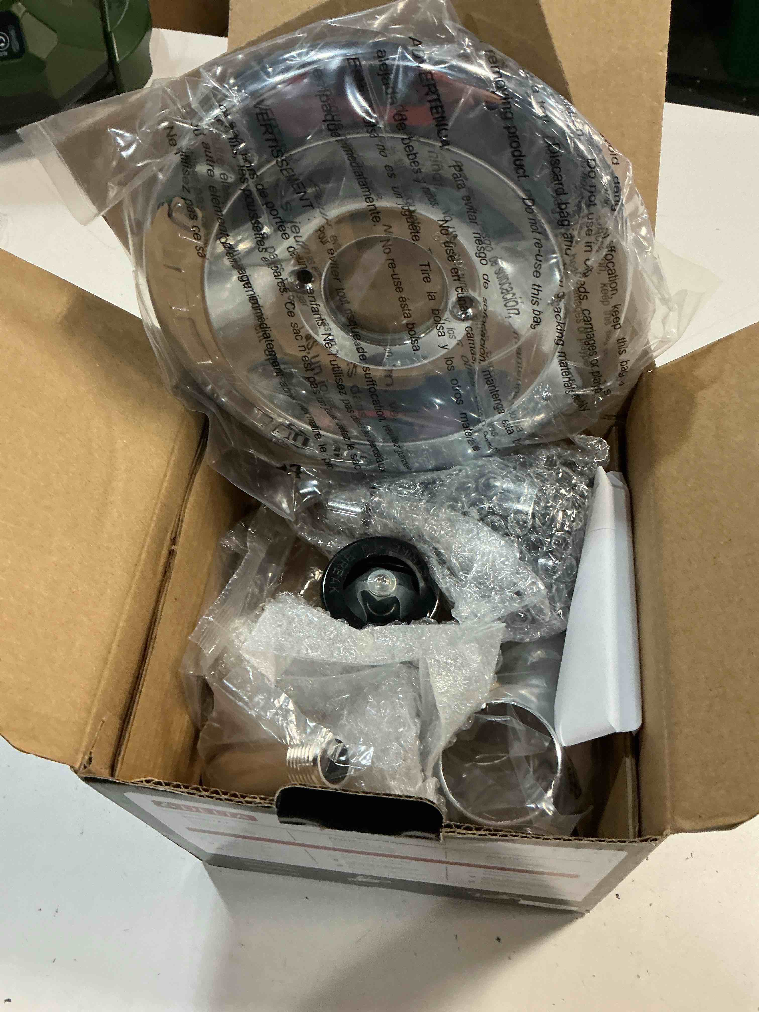 Condition photo showing As Is for delta faucet classic 13 series single-function shower trim kit with single-spray touch-clean shower head, stainless t13220-ss (valve not included) (missing parts)