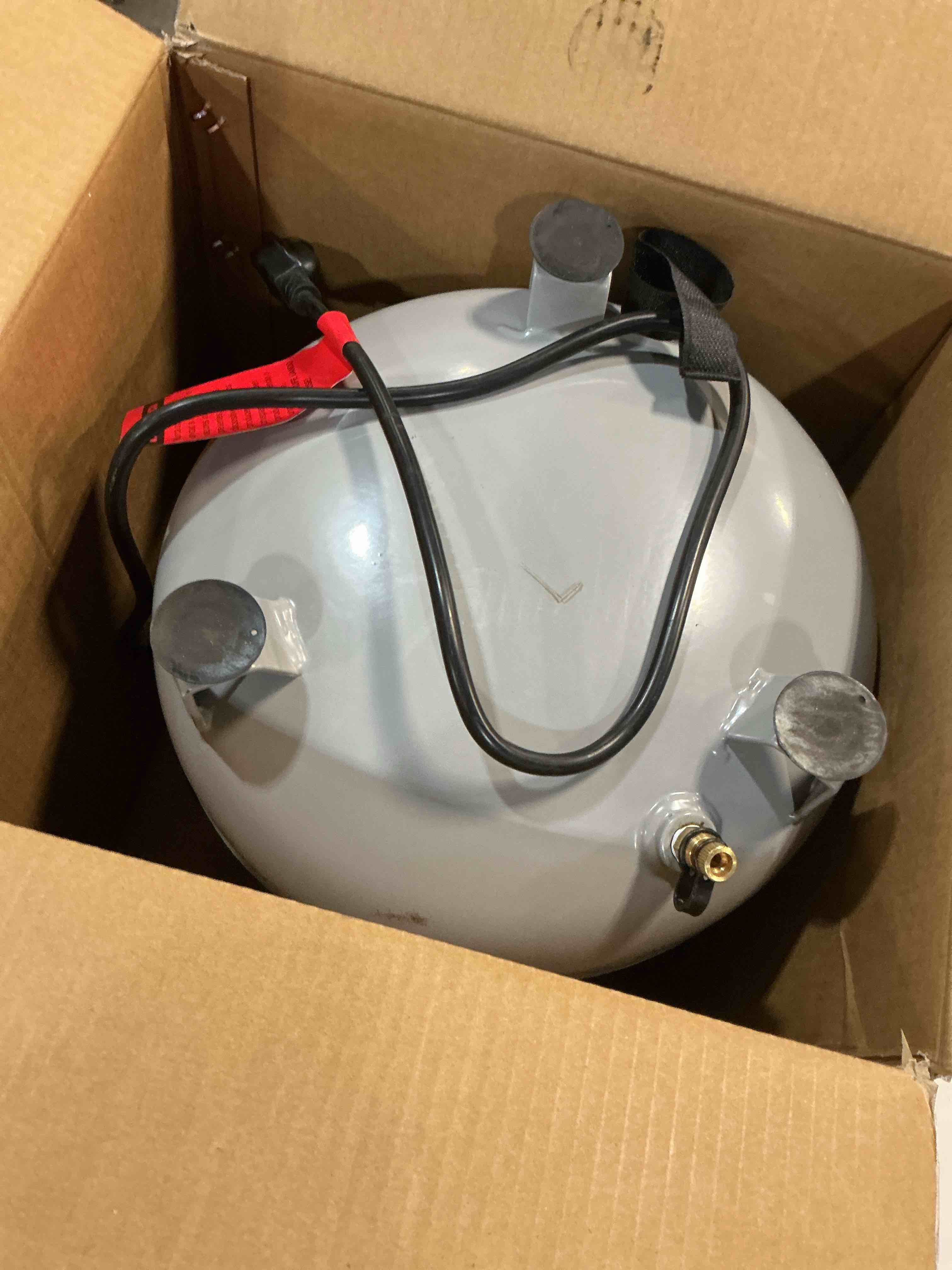 Condition photo showing As Is for project source 3-gal potable pancake air compressor 
