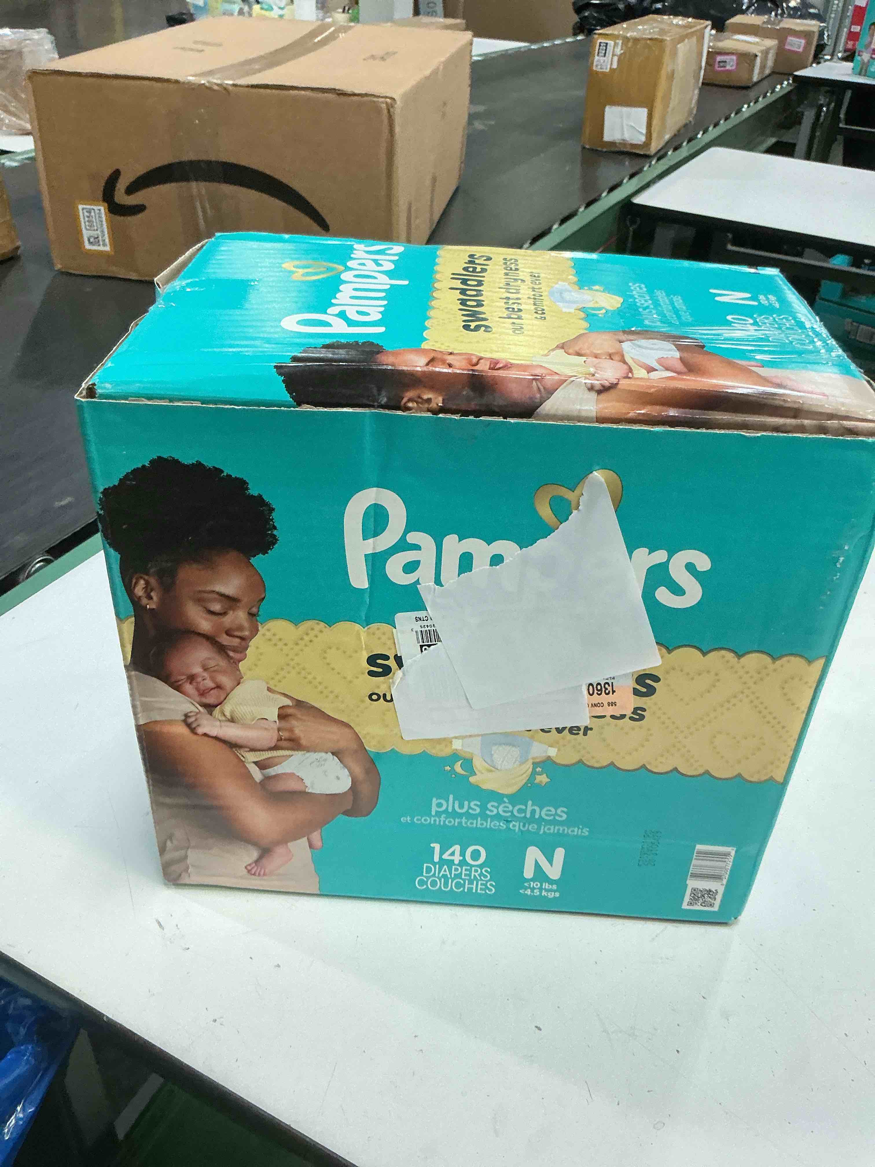 Condition photo showing New/Like New for pampers swaddlers diapers, size 0 (up to 10 lbs), 140 count, absorbent, keeps baby dry and comfortable, skin safe disposable baby diaper (packaging may vary) newborn 140