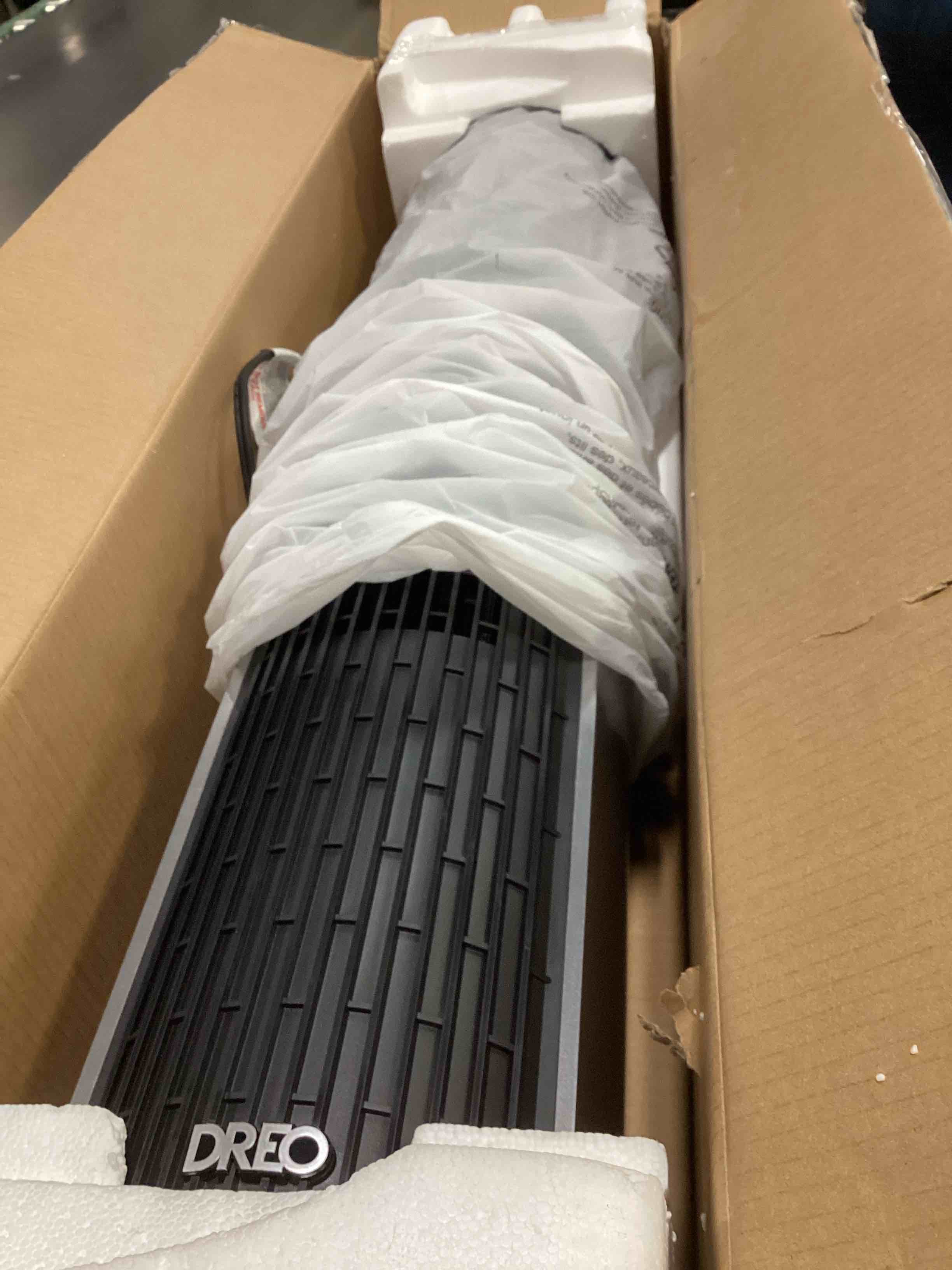 Condition photo showing Good Condition for dreo tower fan and heater combo, 29.2ft/s standing fans for bedroom, 17 levels, 6 modes, 120° oscillation, 42 inch, 12h timer, 25db quiet, with remote, for office, large room, silver