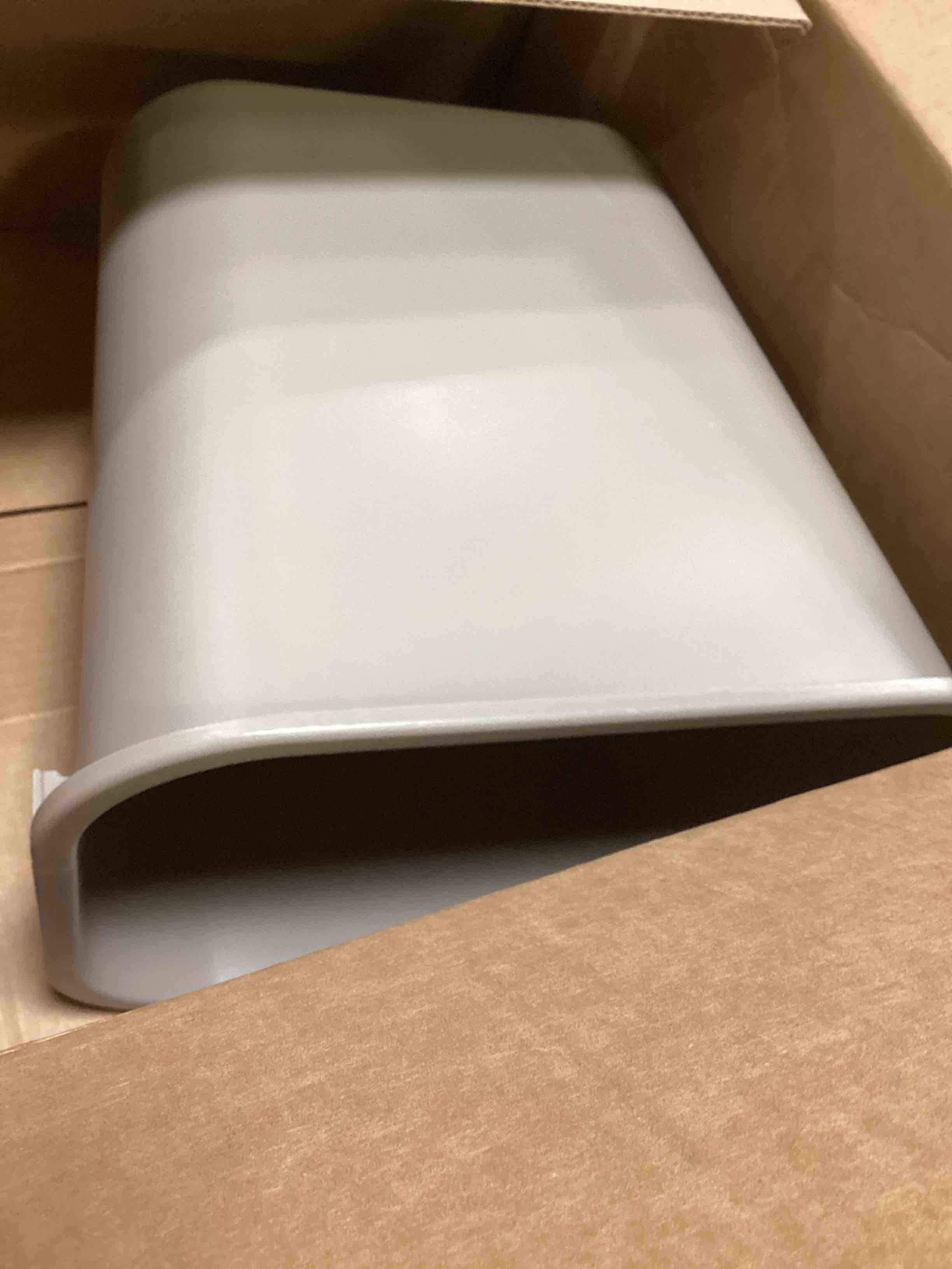 Condition photo showing Good Condition for rubbermaid commercial products receptacle wastebasket, 3.25-gallon/12-quart, beige, plastic, garbage can for home/office, fits under desk/sink/cabinet 3.25 gallons beige 1