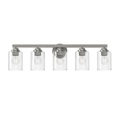 40+ bought last week allen + roth emeryson 31.63-in 5 light brushed nickel transitional bathroom vanity light